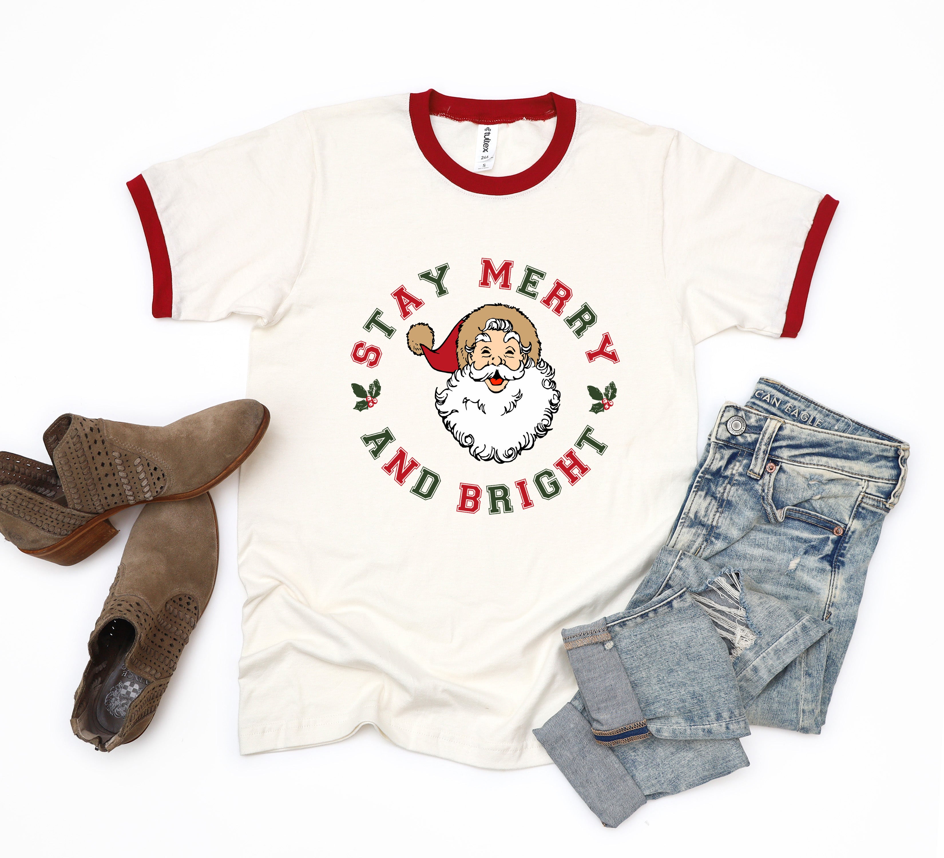 Stay Merry And Bright Circle | Ringer Tee
