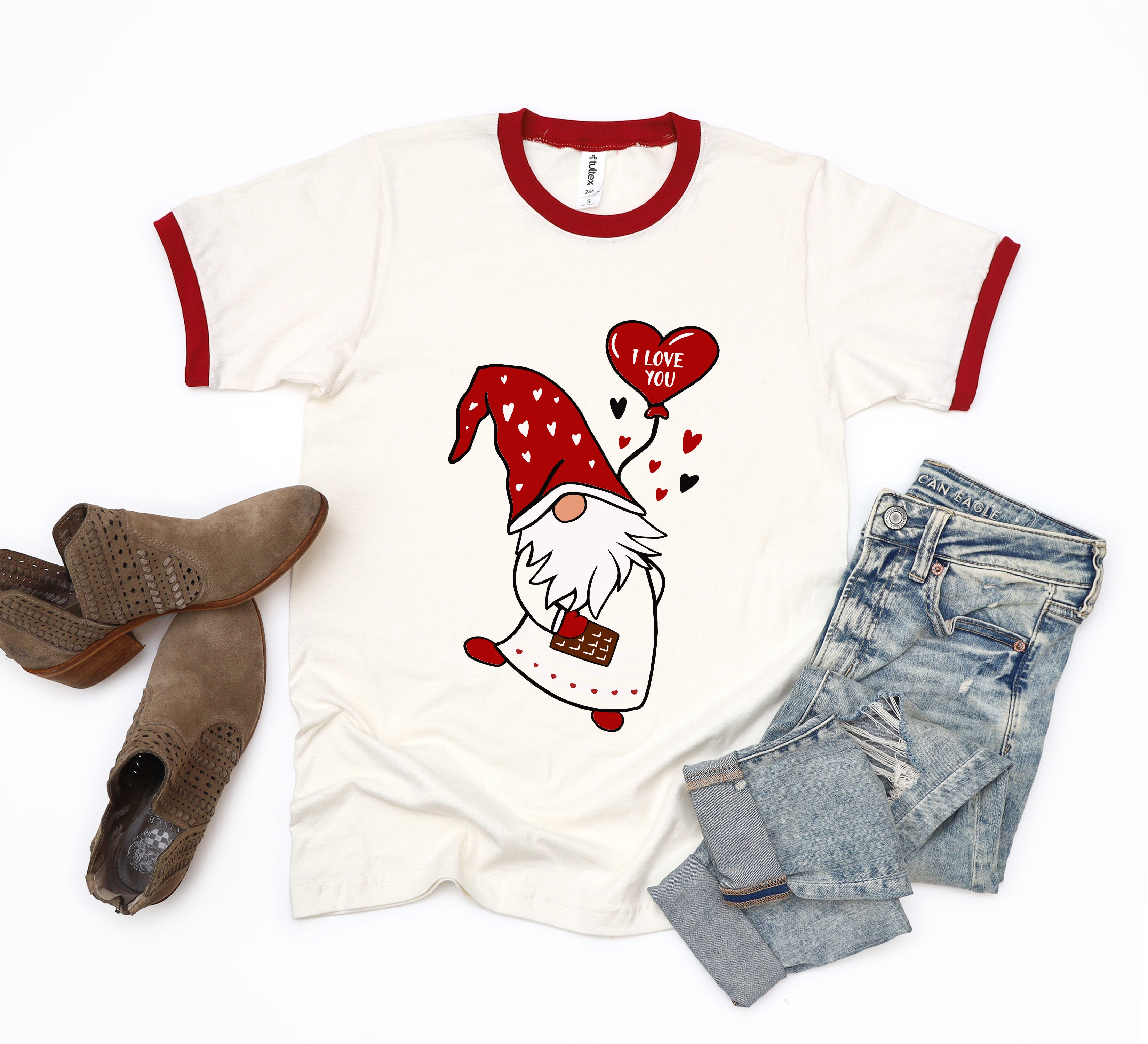 Valentine Gnome Heart | Ringer Tee