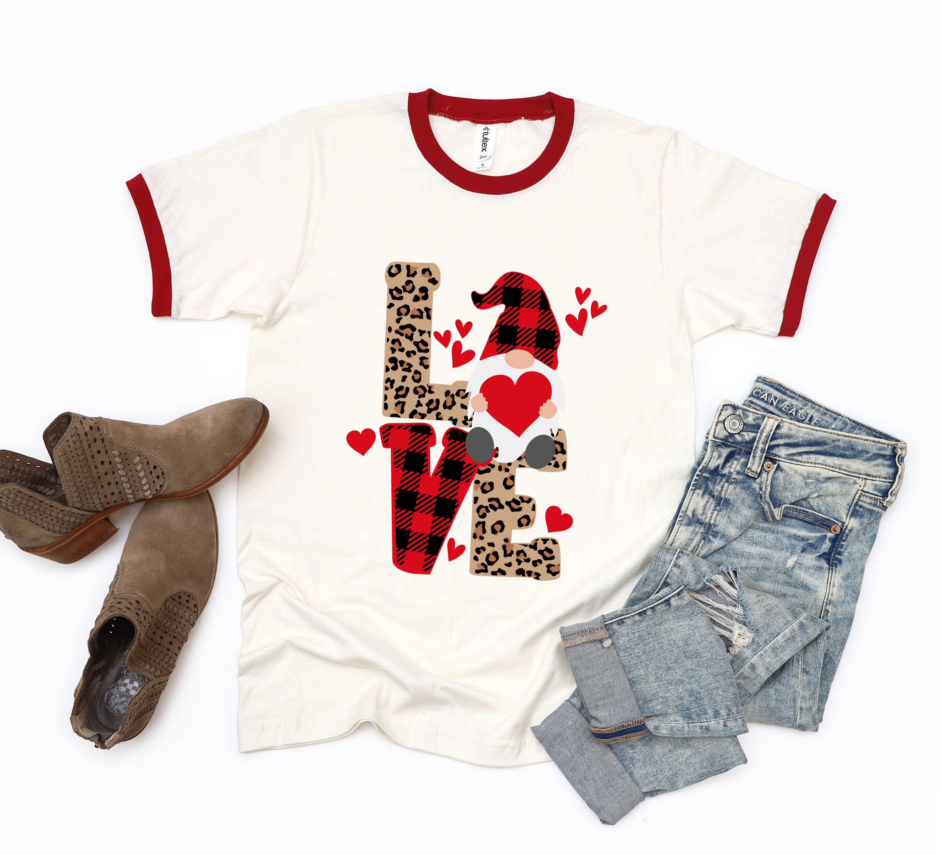 Leopard Gnome Love | Ringer Tee