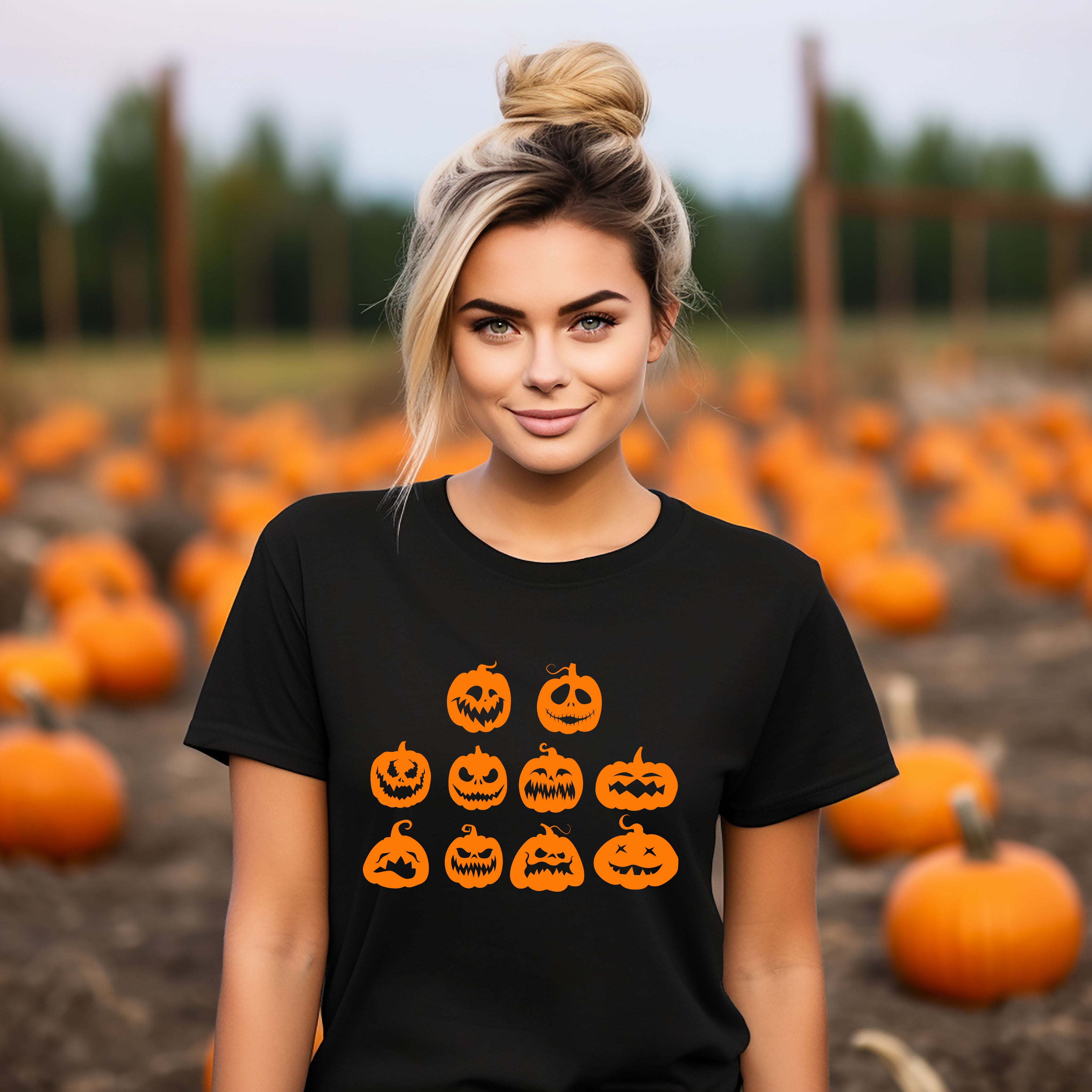 Halloween Pumpkin Faces | Short Sleeve Crew Neck