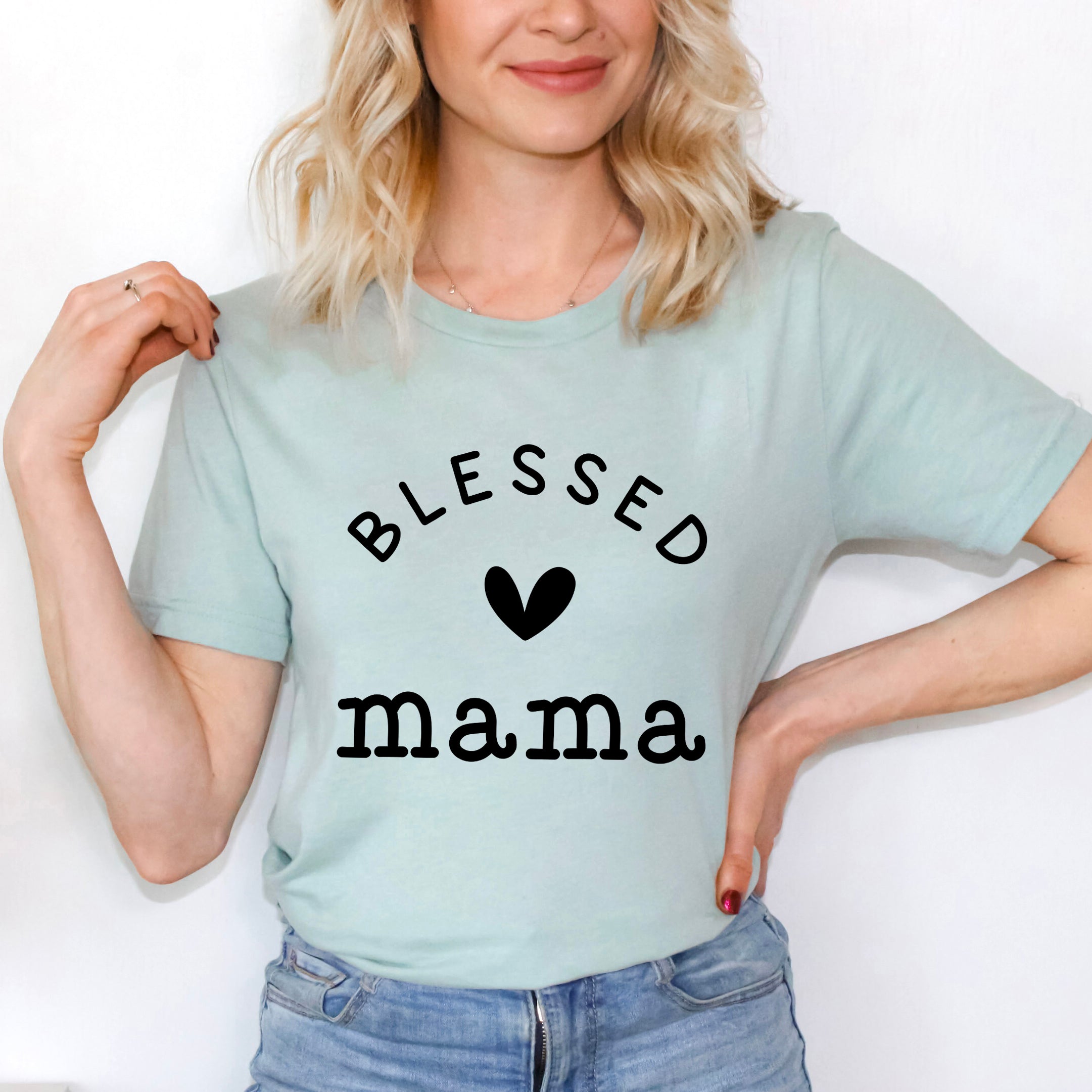 Blessed Mama Heart | Short Sleeve Graphic Tee