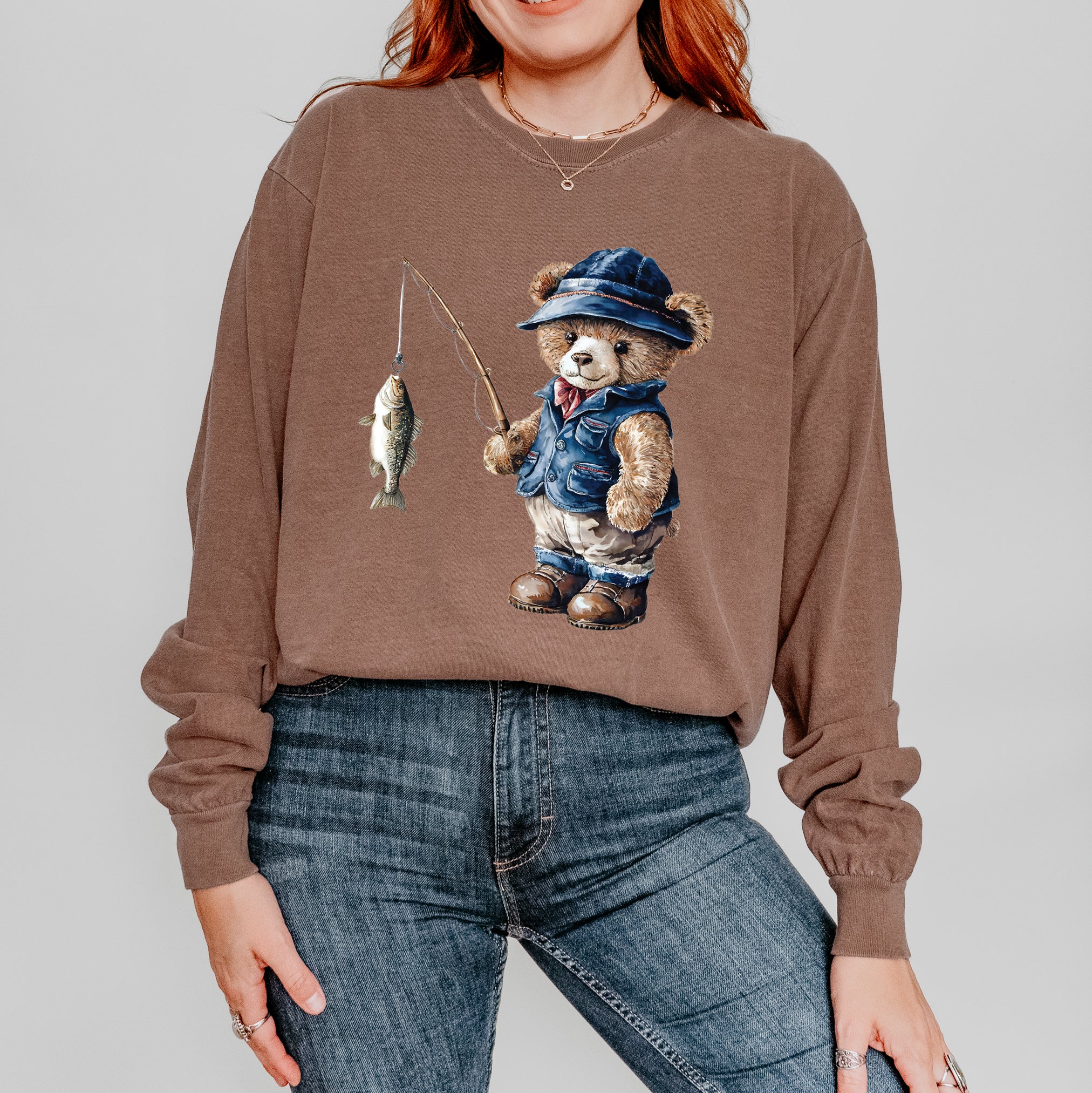 Teddy Bear Fisherman | Garment Dyed Long Sleeve