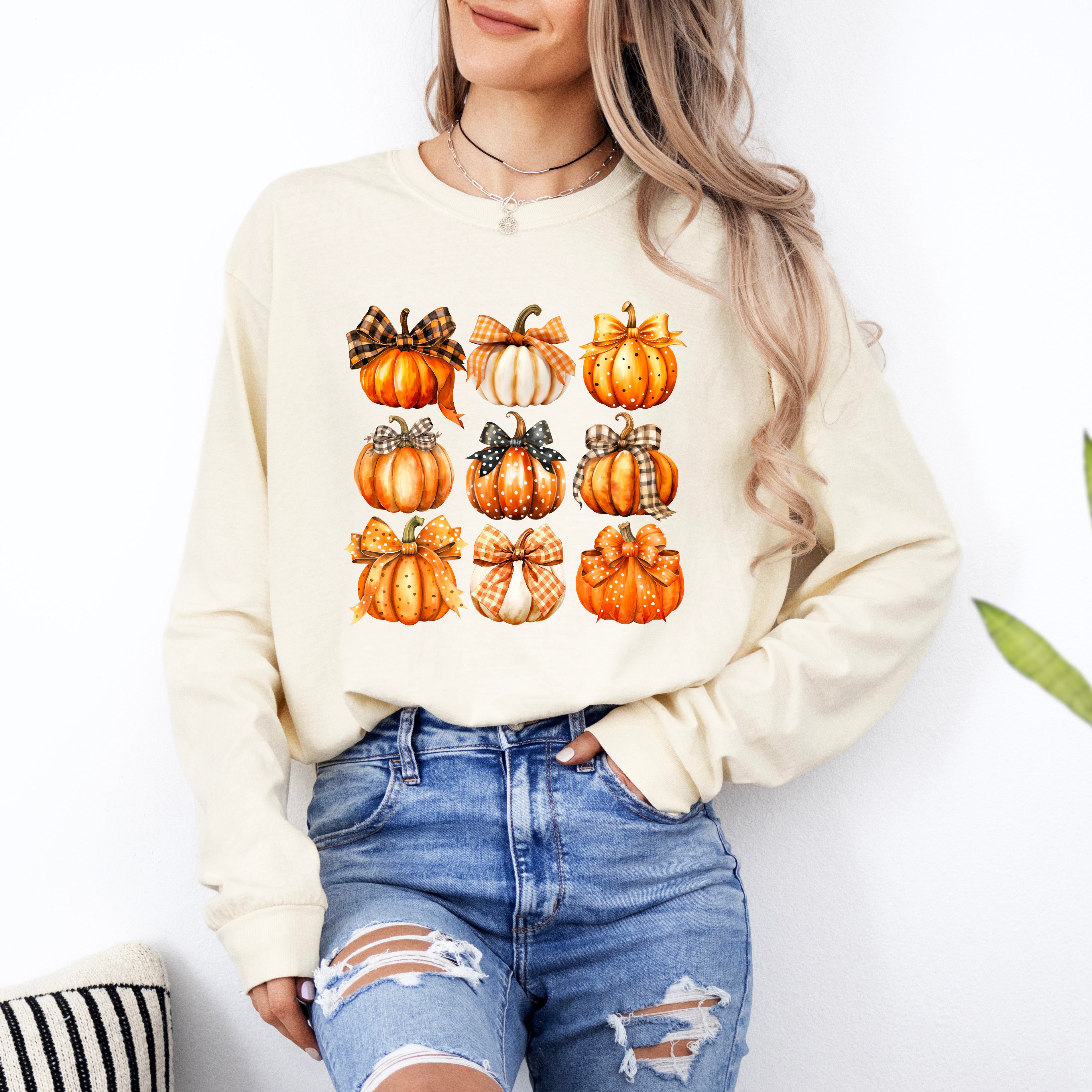 Coquette Fall Pumpkin Chart | Garment Dyed Long Sleeve