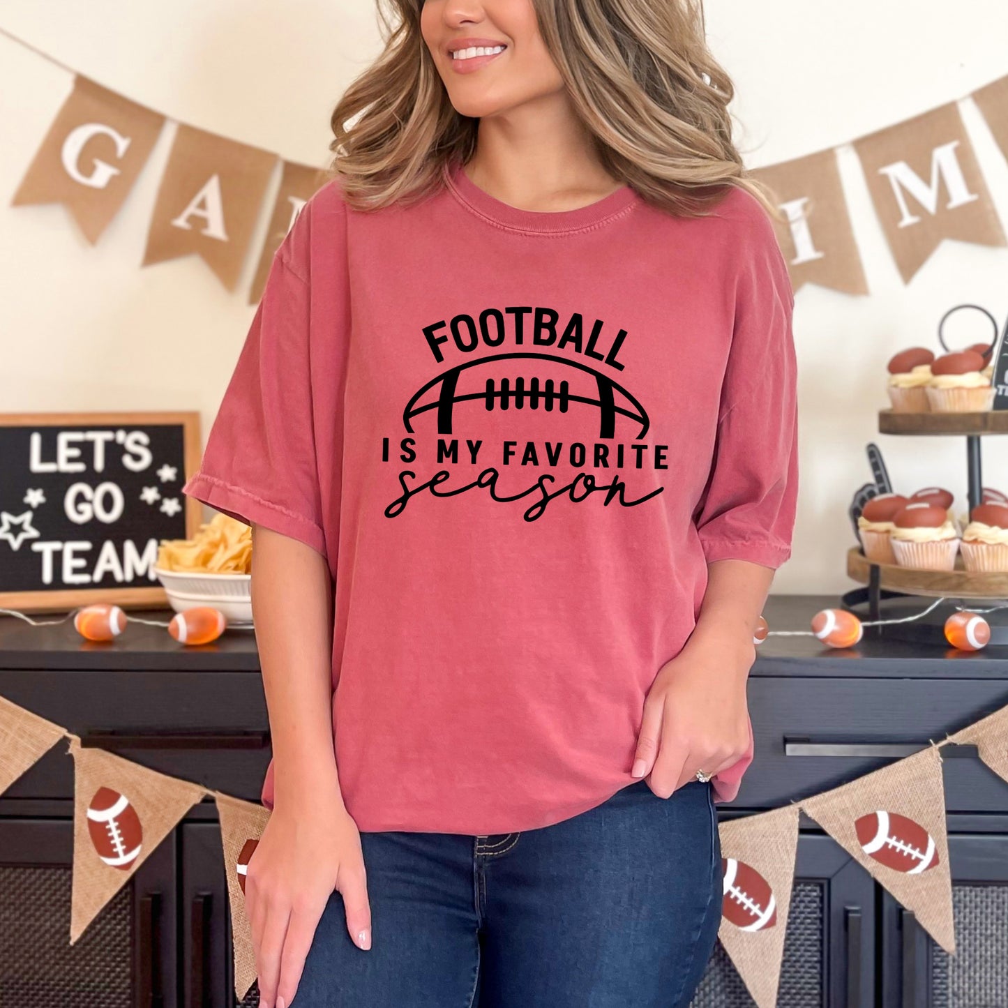 Football Is My Favorite Season Ball | Garment Dyed Tee
