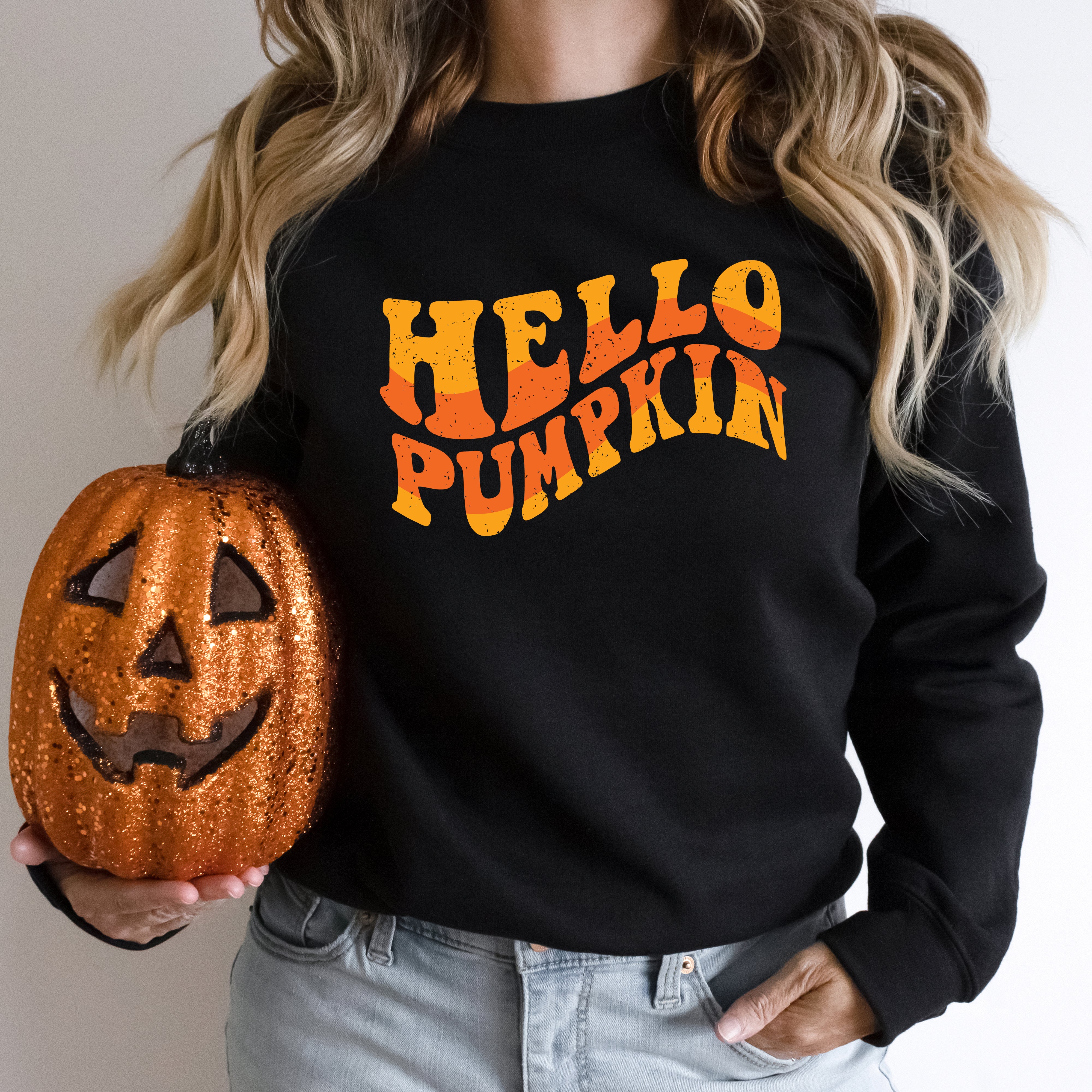 Hello Pumpkin Wavy | Sweatshirt