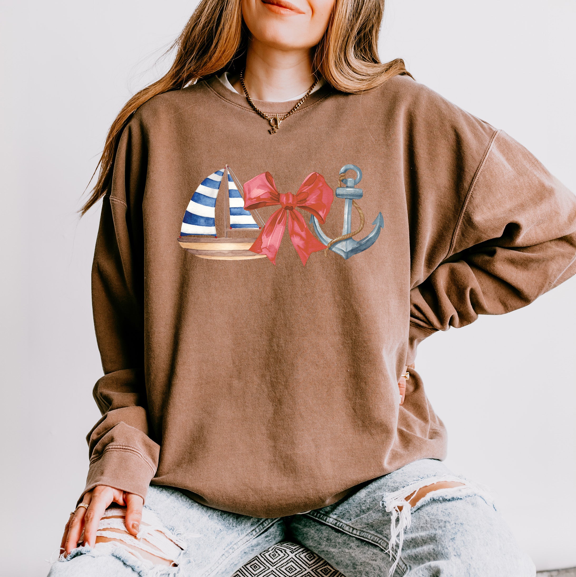 Coquette Ship Anchor | Lightweight Garment Dyed Sweatshirt