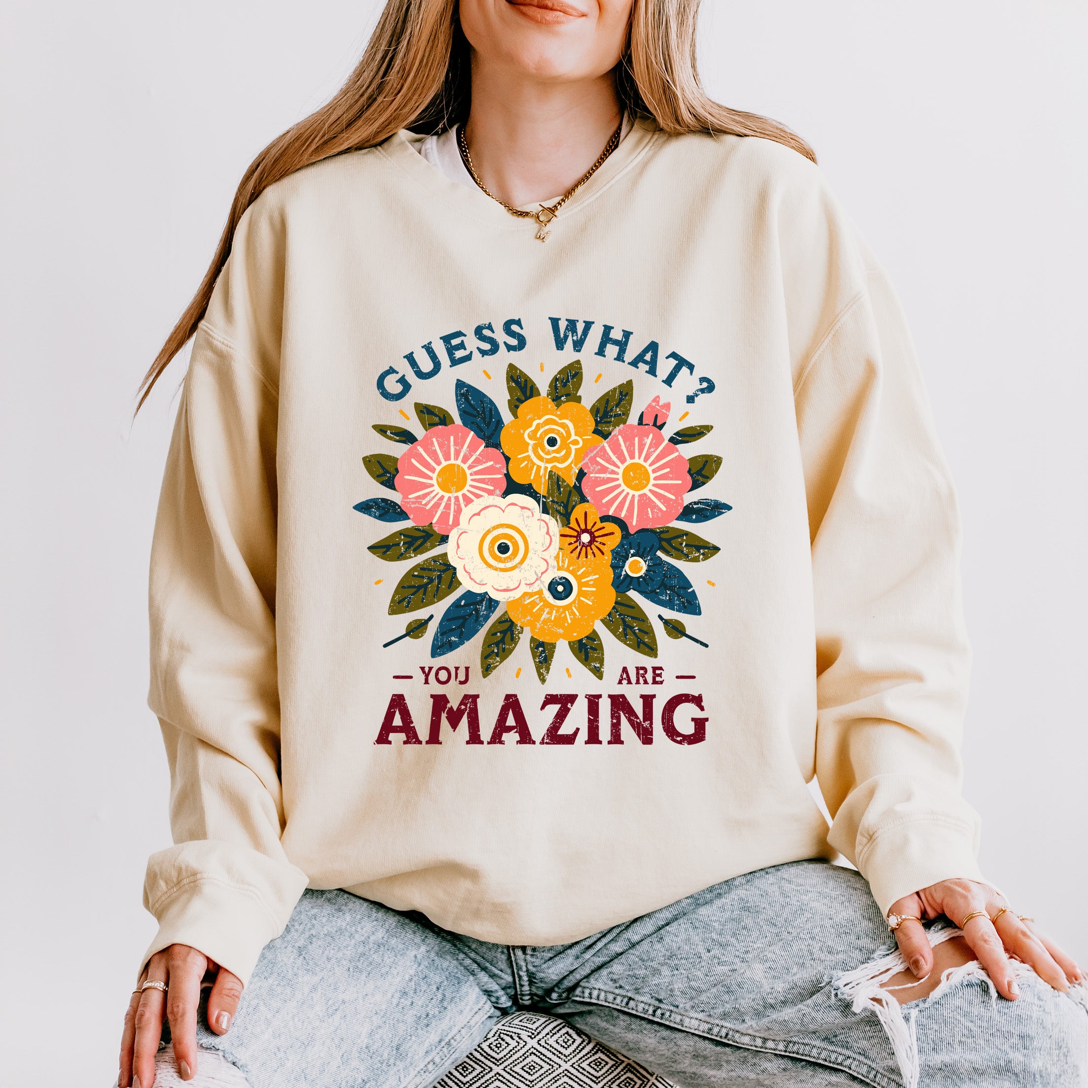 Guess What Flowers | Lightweight Garment Dyed Sweatshirt