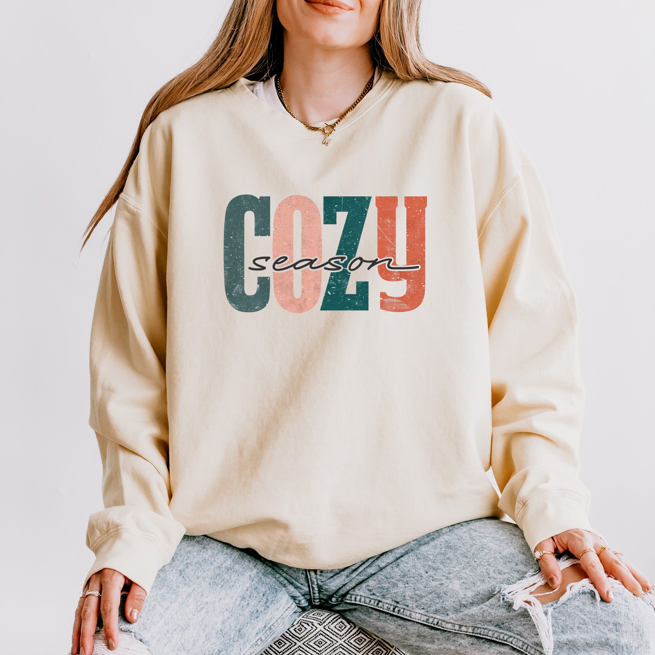 Retro Cozy Season Colorful | Lightweight Garment Dyed Sweatshirt