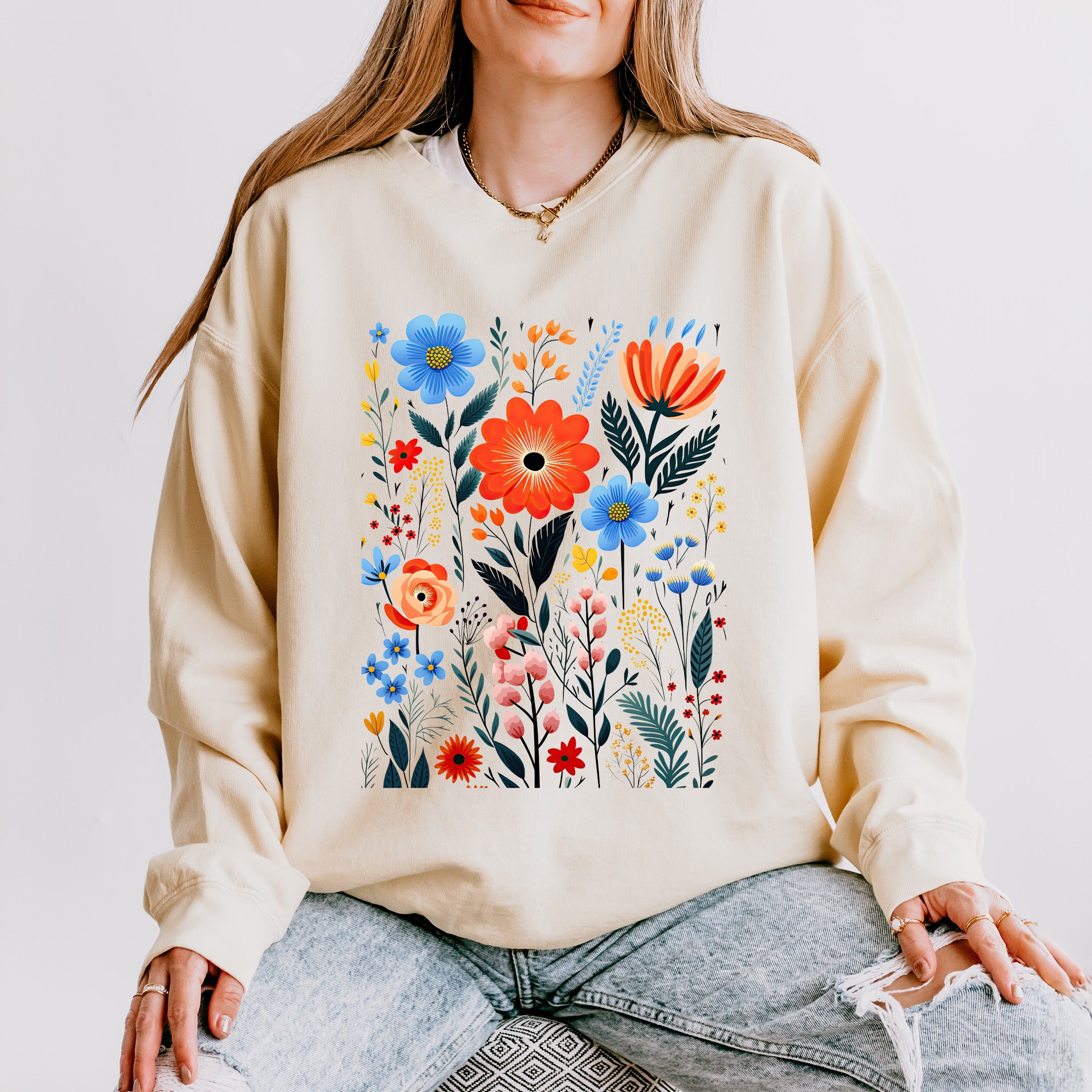 Cottagecore Floral | Lightweight Garment Dyed Sweatshirt