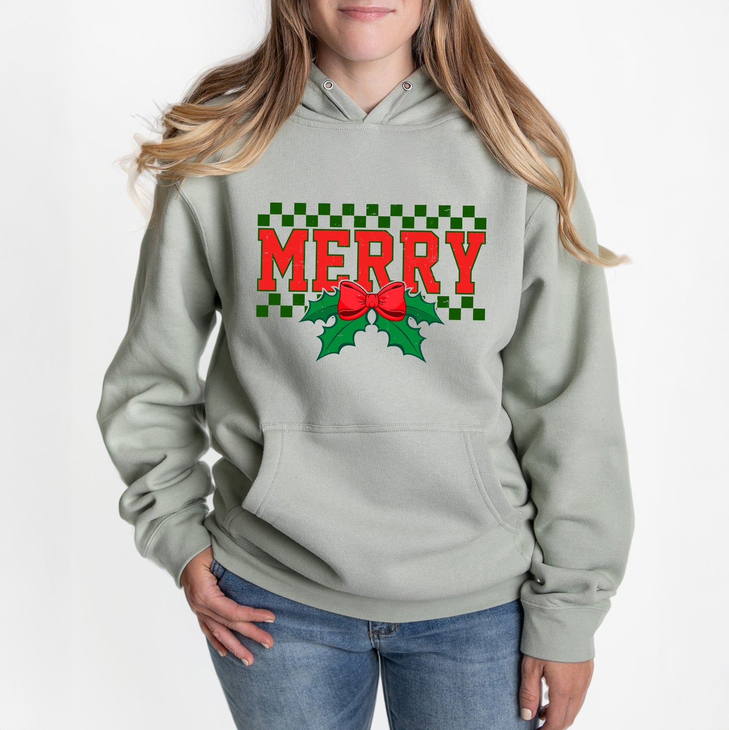 Merry Checkered Mistletoe | Hoodie
