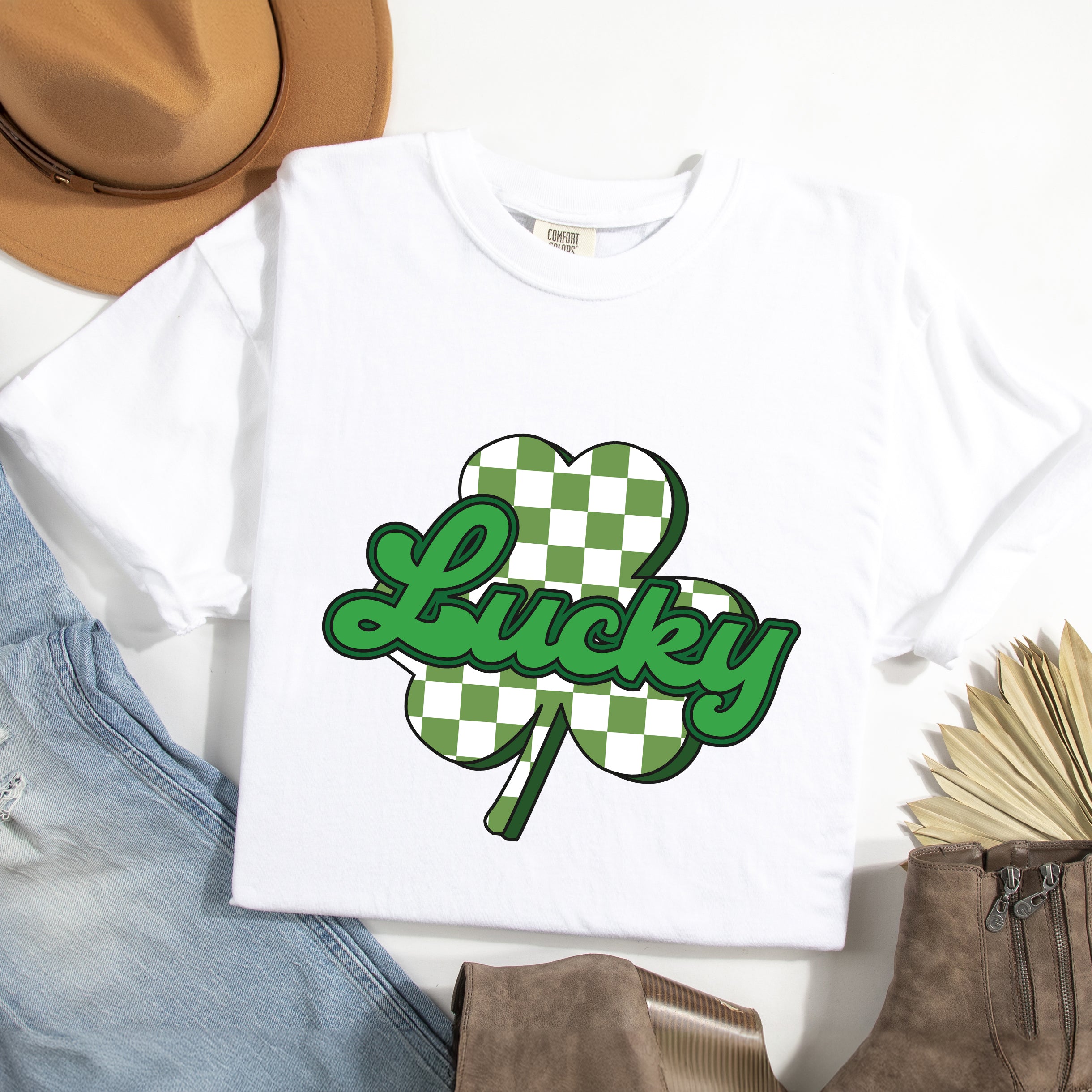 Lucky Cursive Shamrock | Garment Dyed Tee