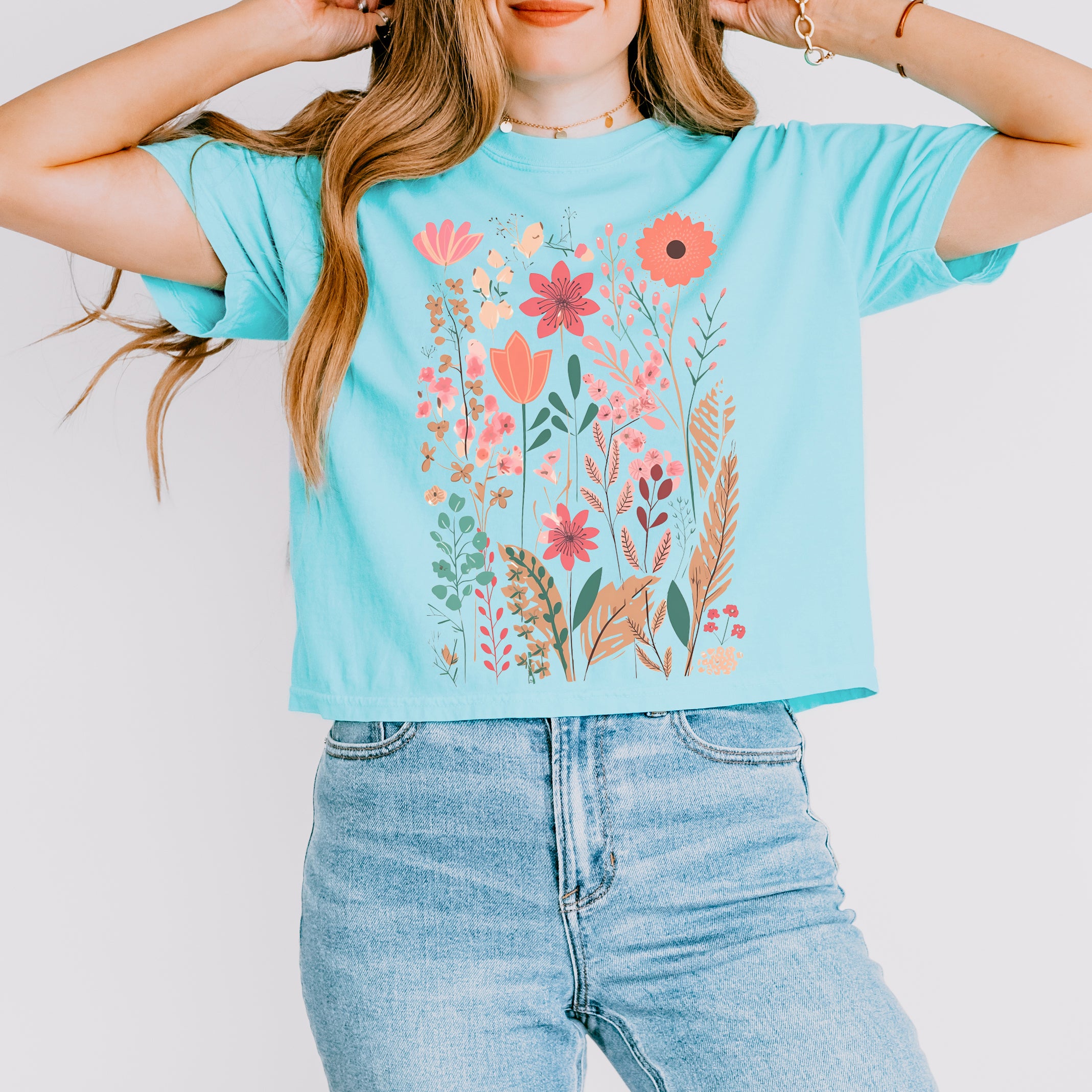 Pastel Wildflowers | Relaxed Fit Cropped Tee