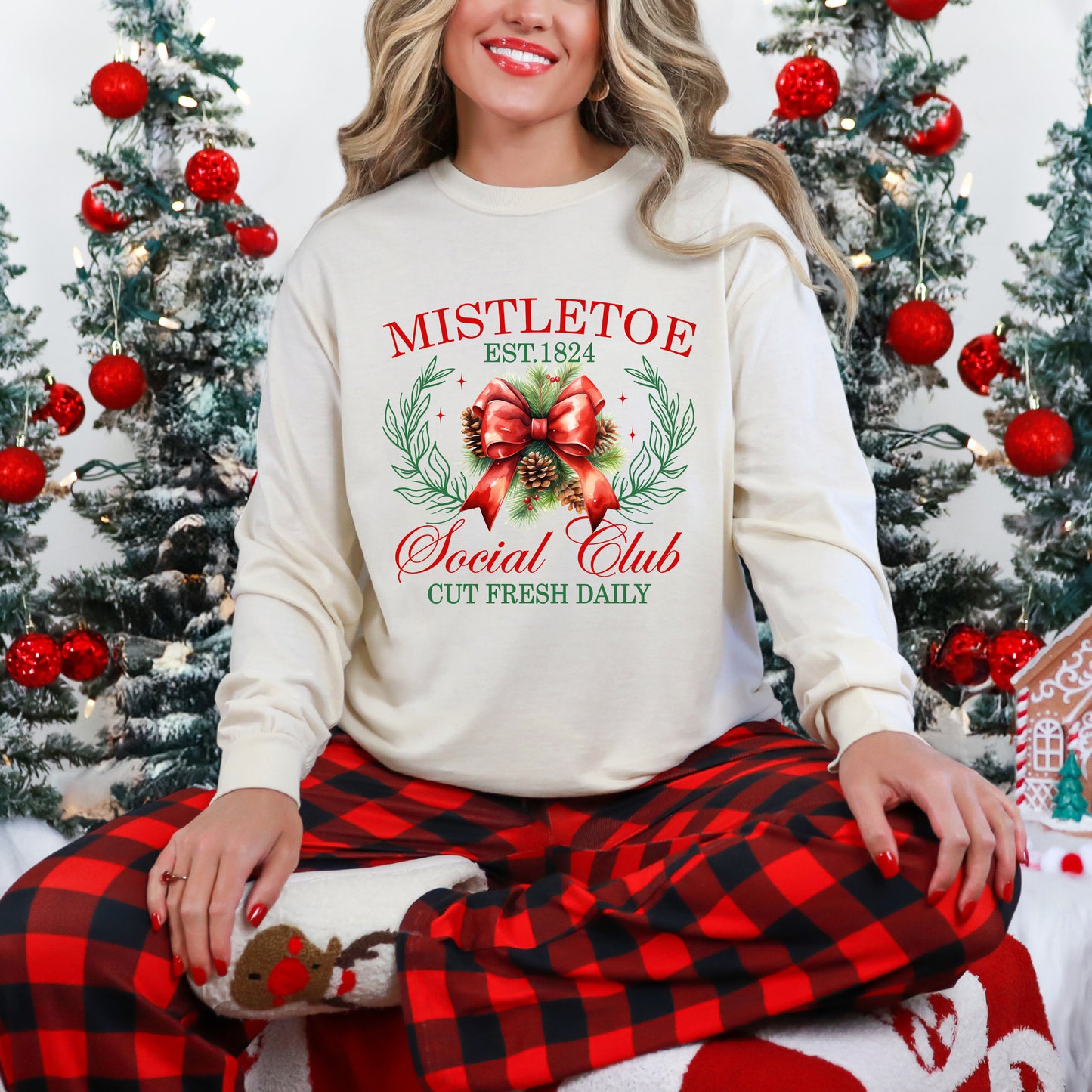 Coquette Mistletoe Social Club | Garment Dyed Long Sleeve