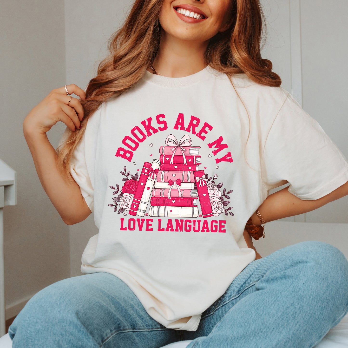 Books Are My Love Language Heart | Garment Dyed Tee