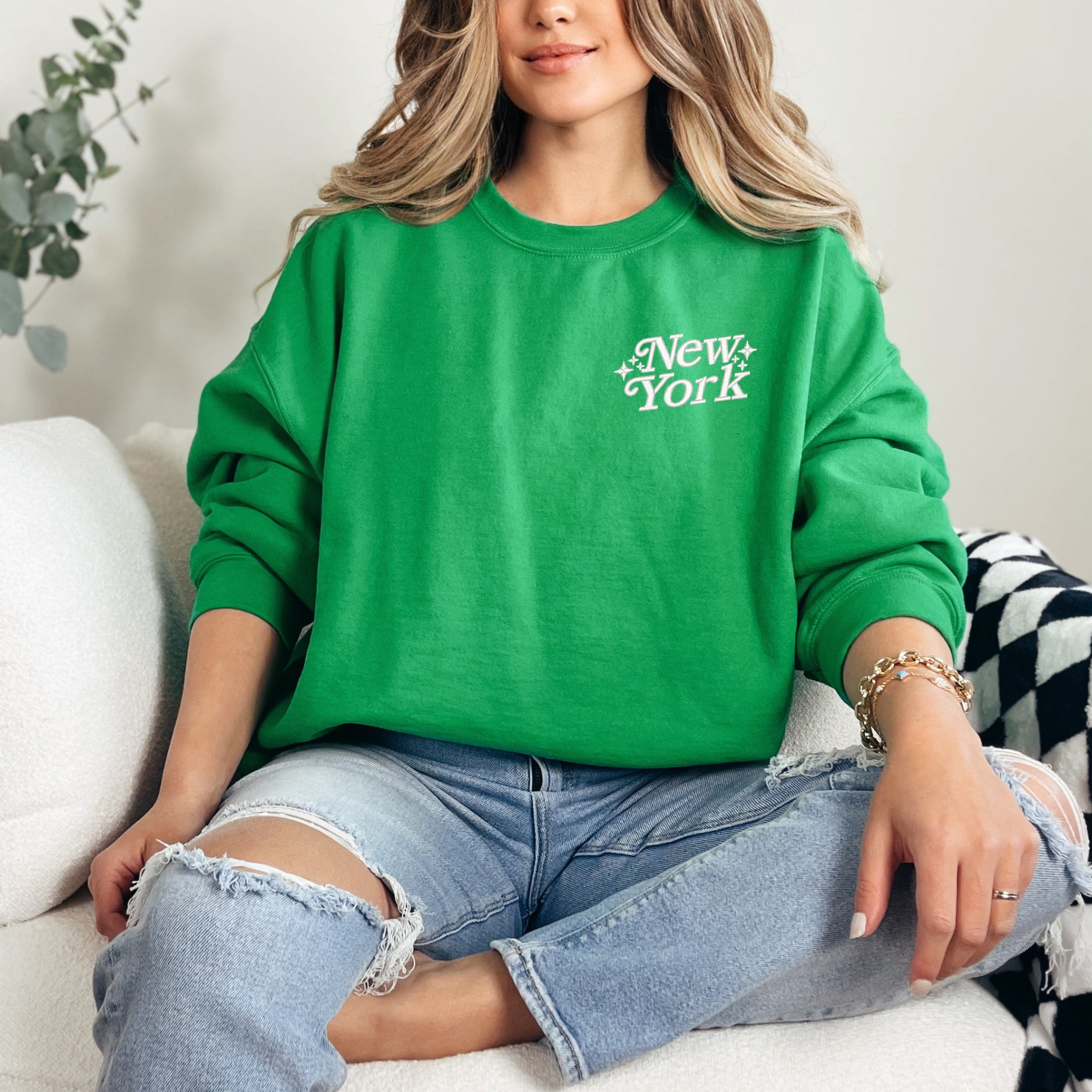 Embroidered New York Stars | Sweatshirt