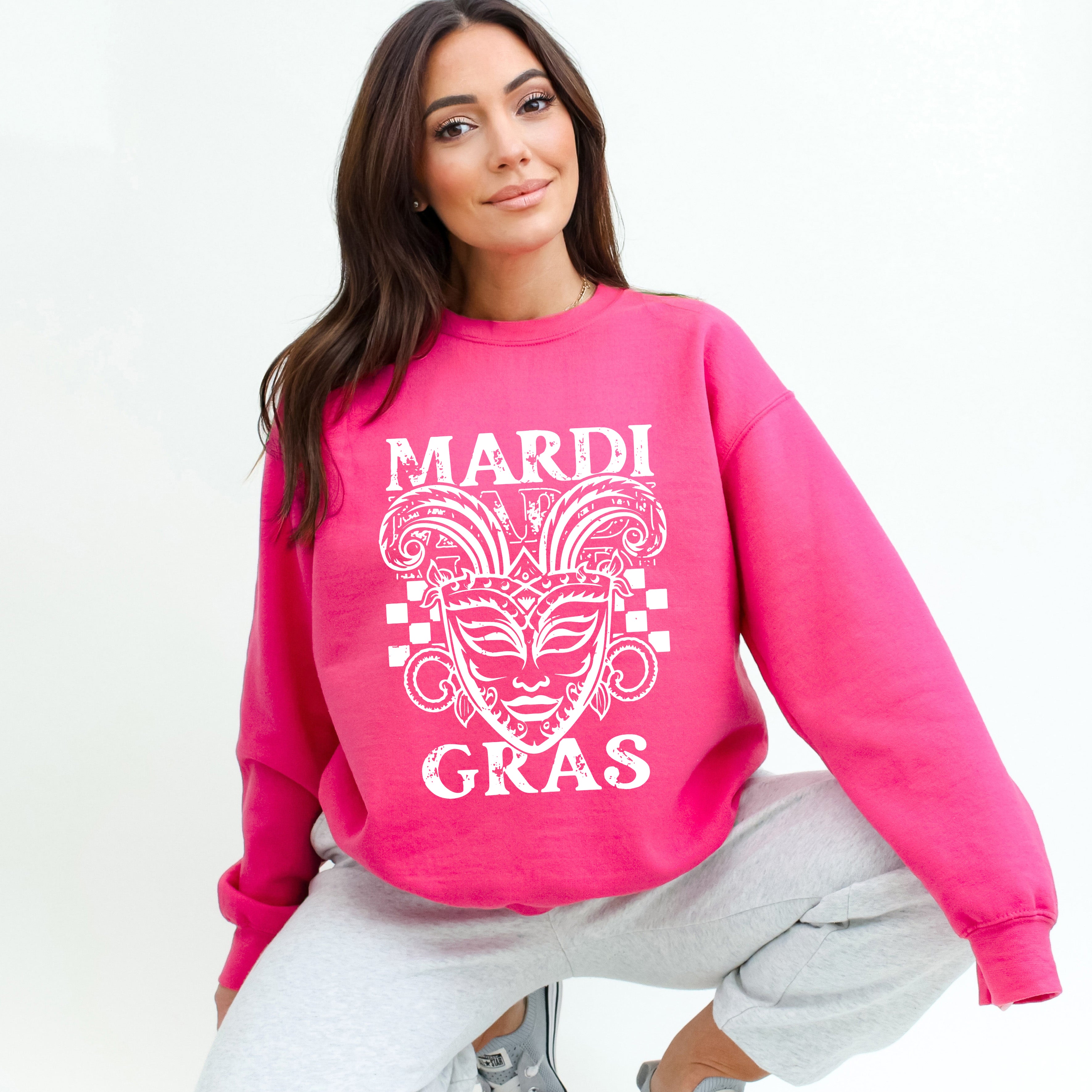 Mardi Gras Mask Distressed | Sweatshirt
