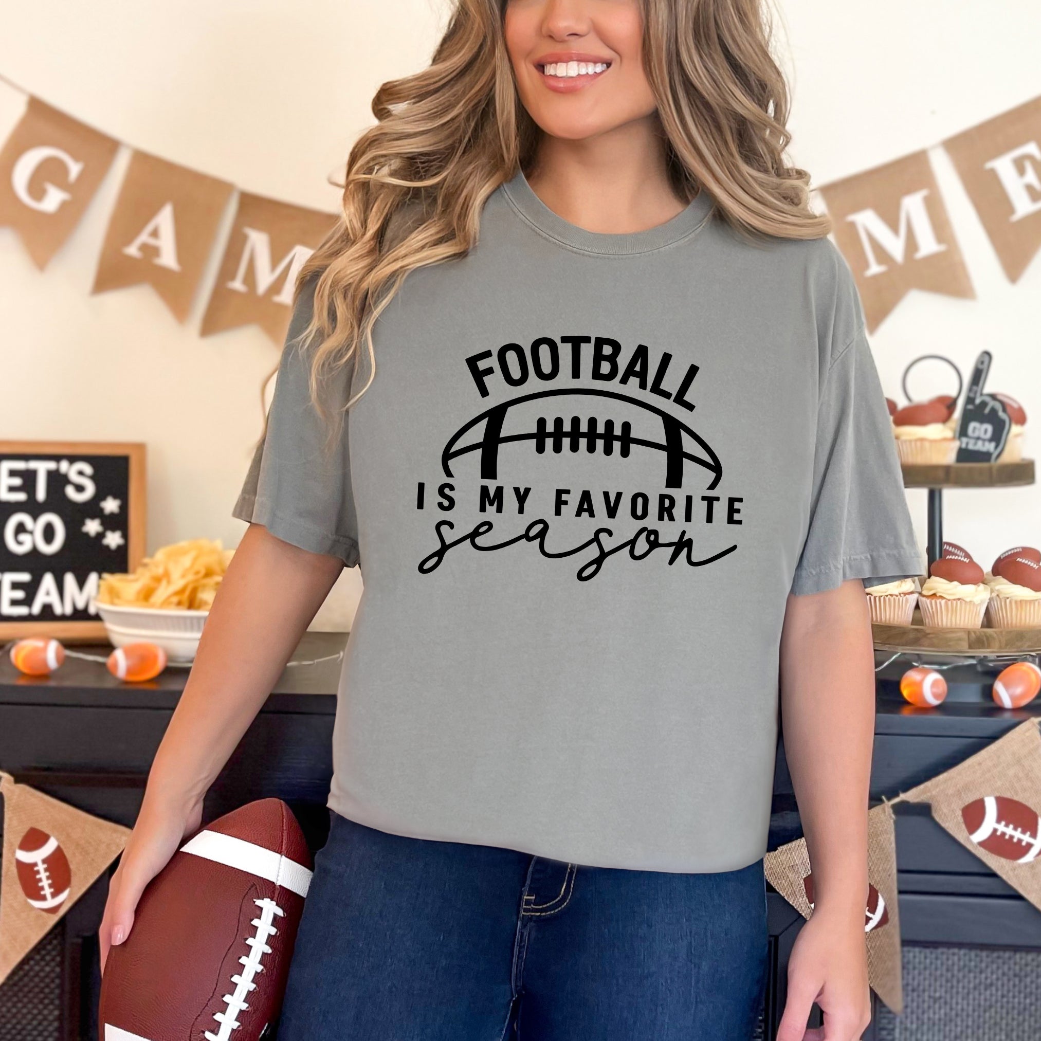 Football Is My Favorite Season Ball | Garment Dyed Tee