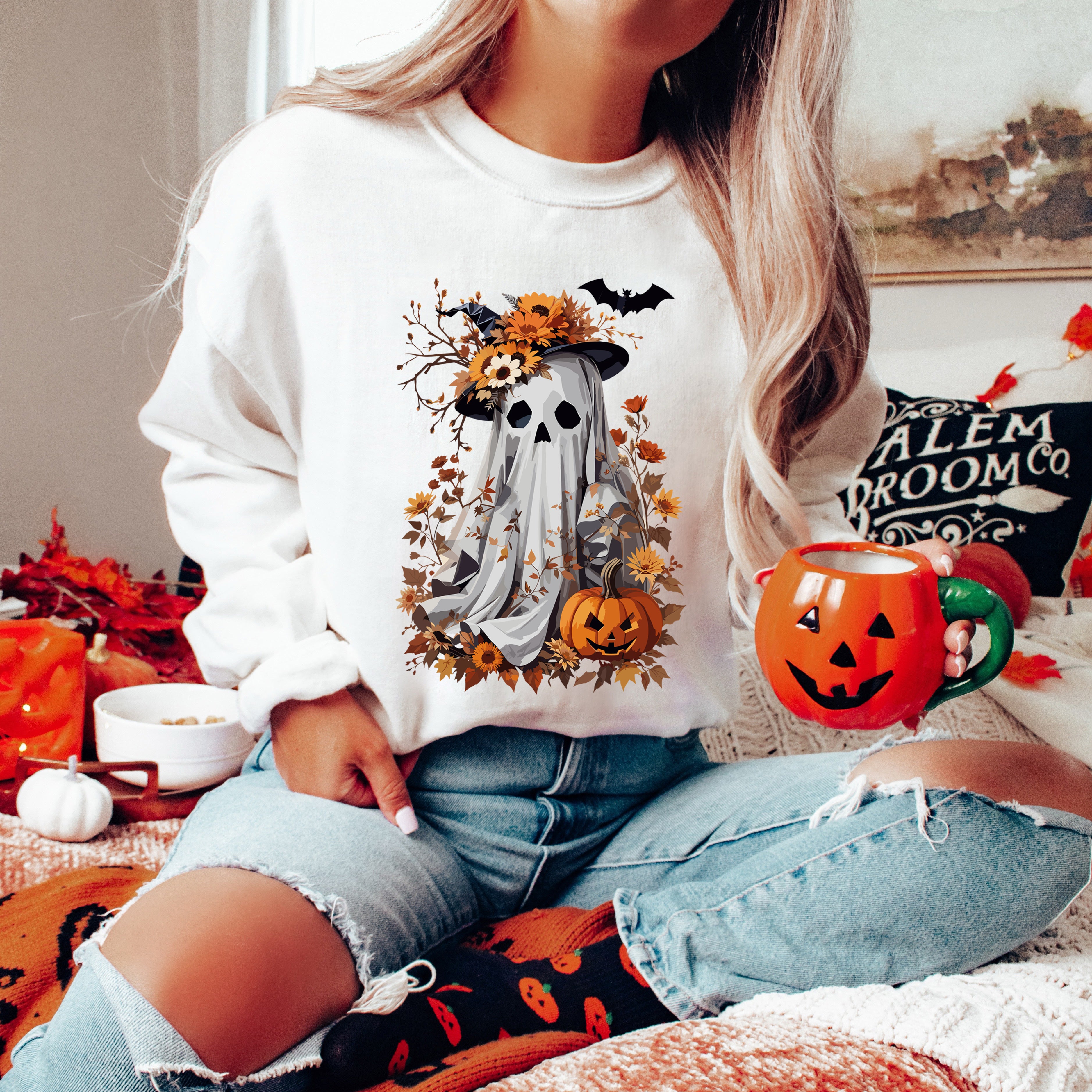 Floral Halloween Ghost | Sweatshirt