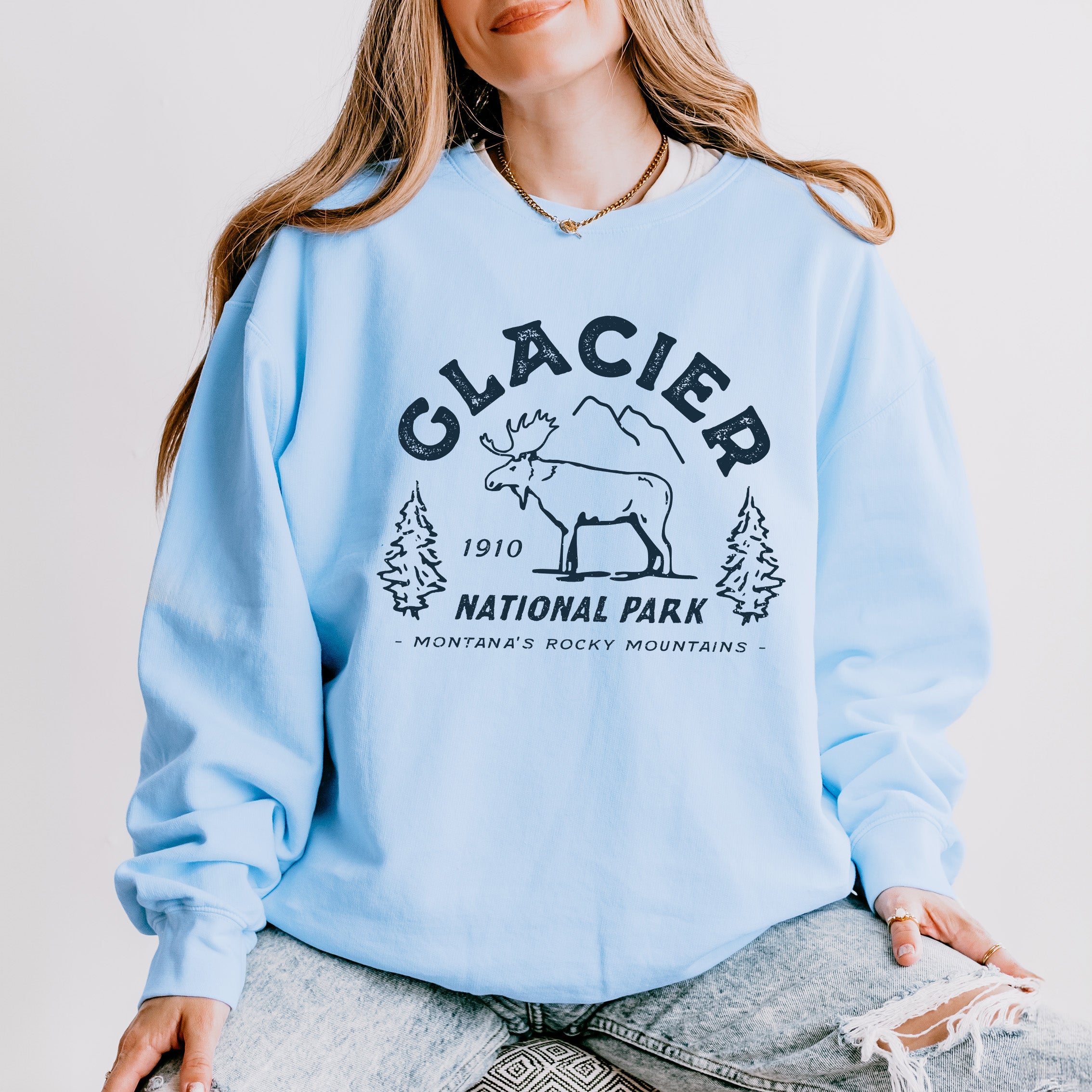 Vintage Glacier National Park | Lightweight Garment Dyed Sweatshirt