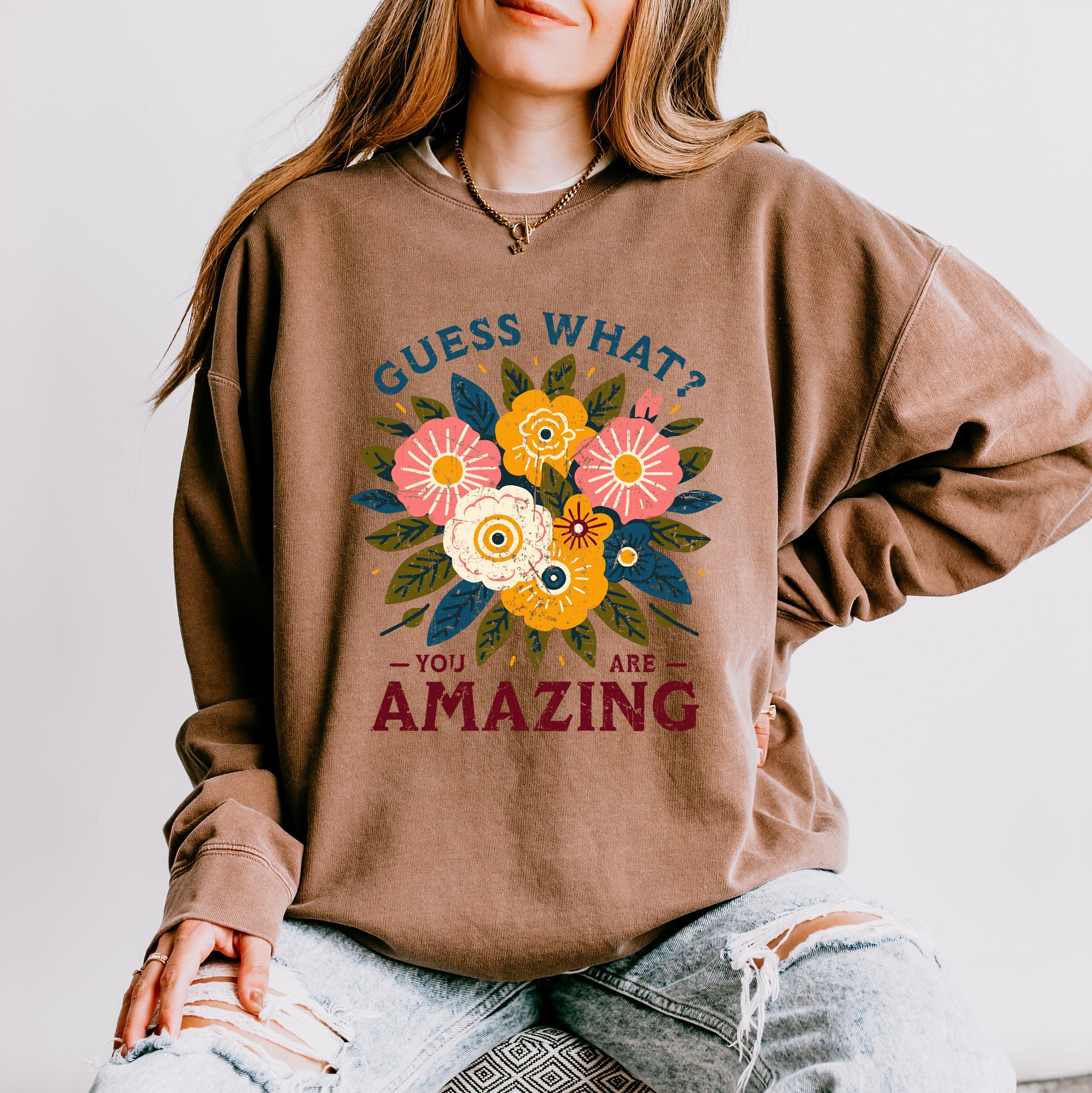Guess What Flowers | Lightweight Garment Dyed Sweatshirt