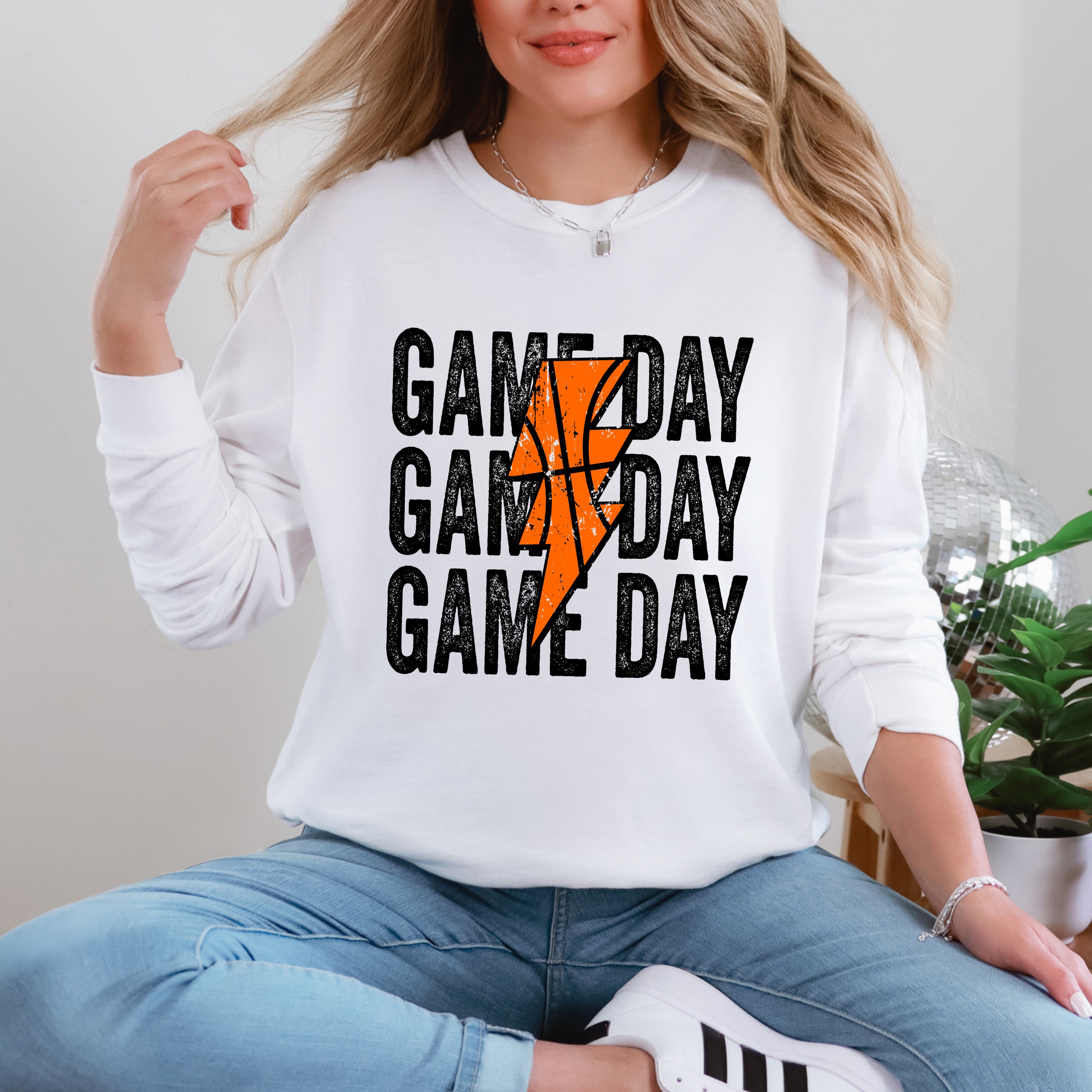 Game Day Stacked Lightning Bolt | Garment Dyed Long Sleeve