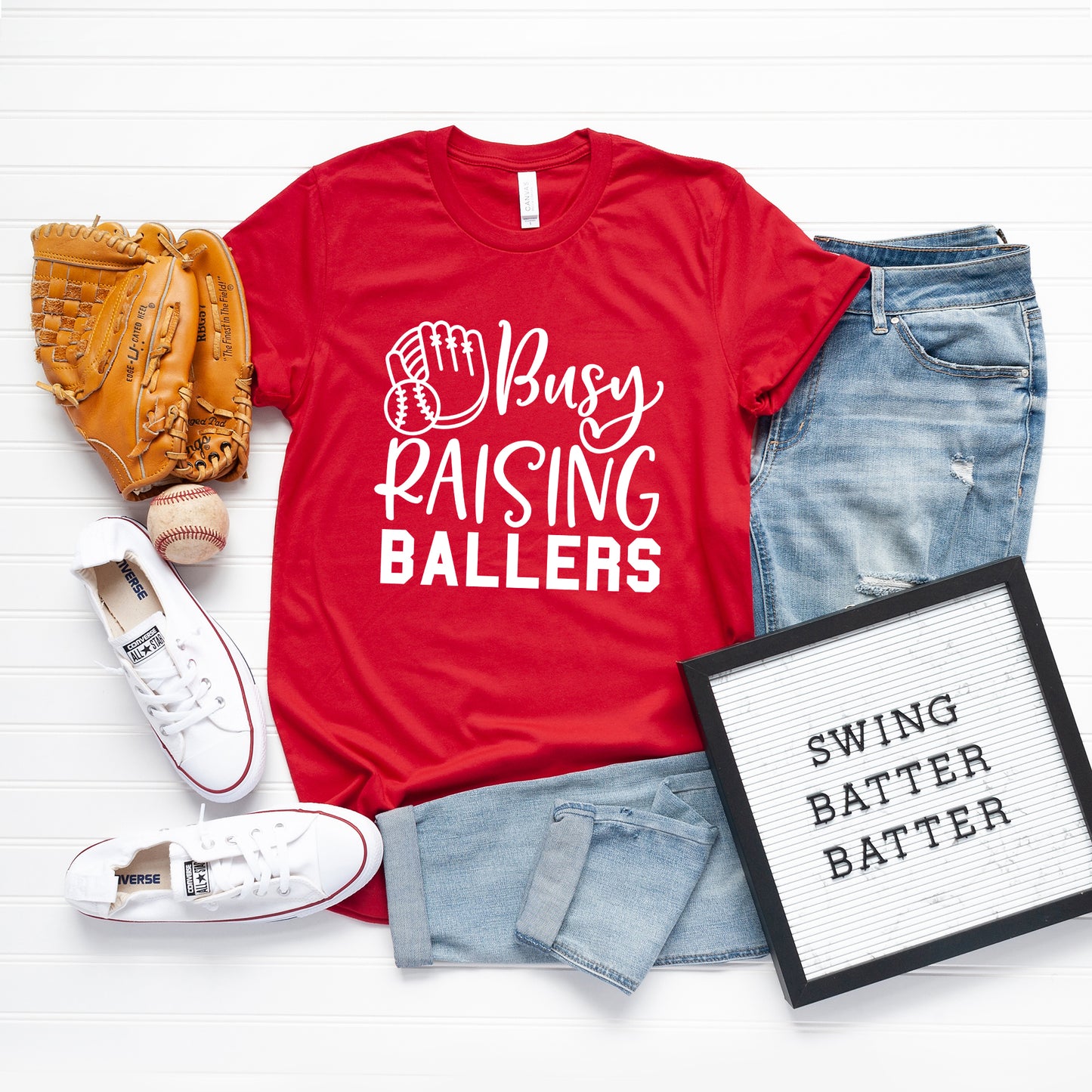 Busy Raising Ballers Baseball | Short Sleeve Graphic Tee
