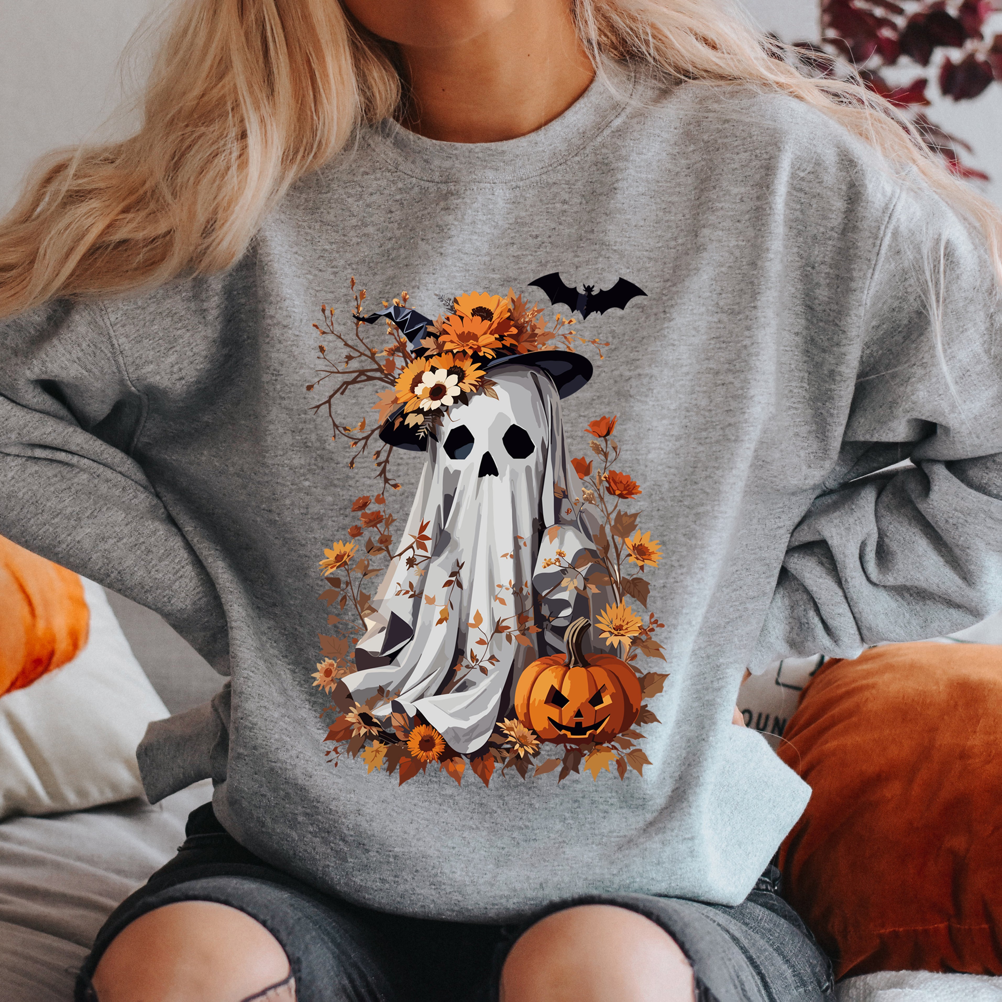 Floral Halloween Ghost | Sweatshirt
