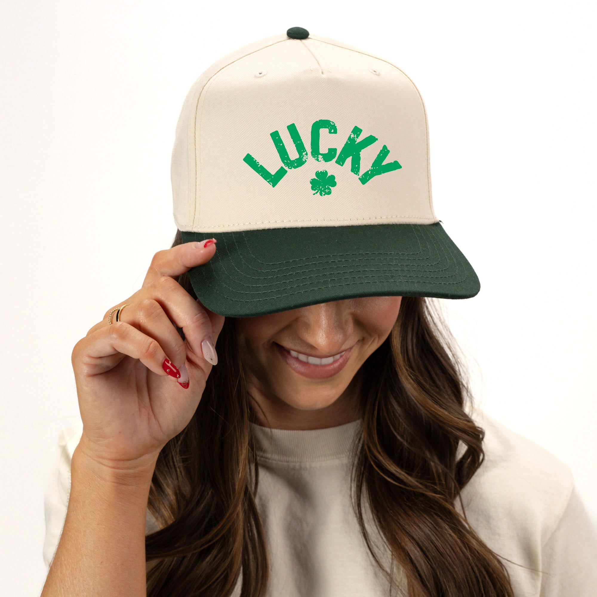 Lucky Arched Distressed | Canvas Trucker Hat