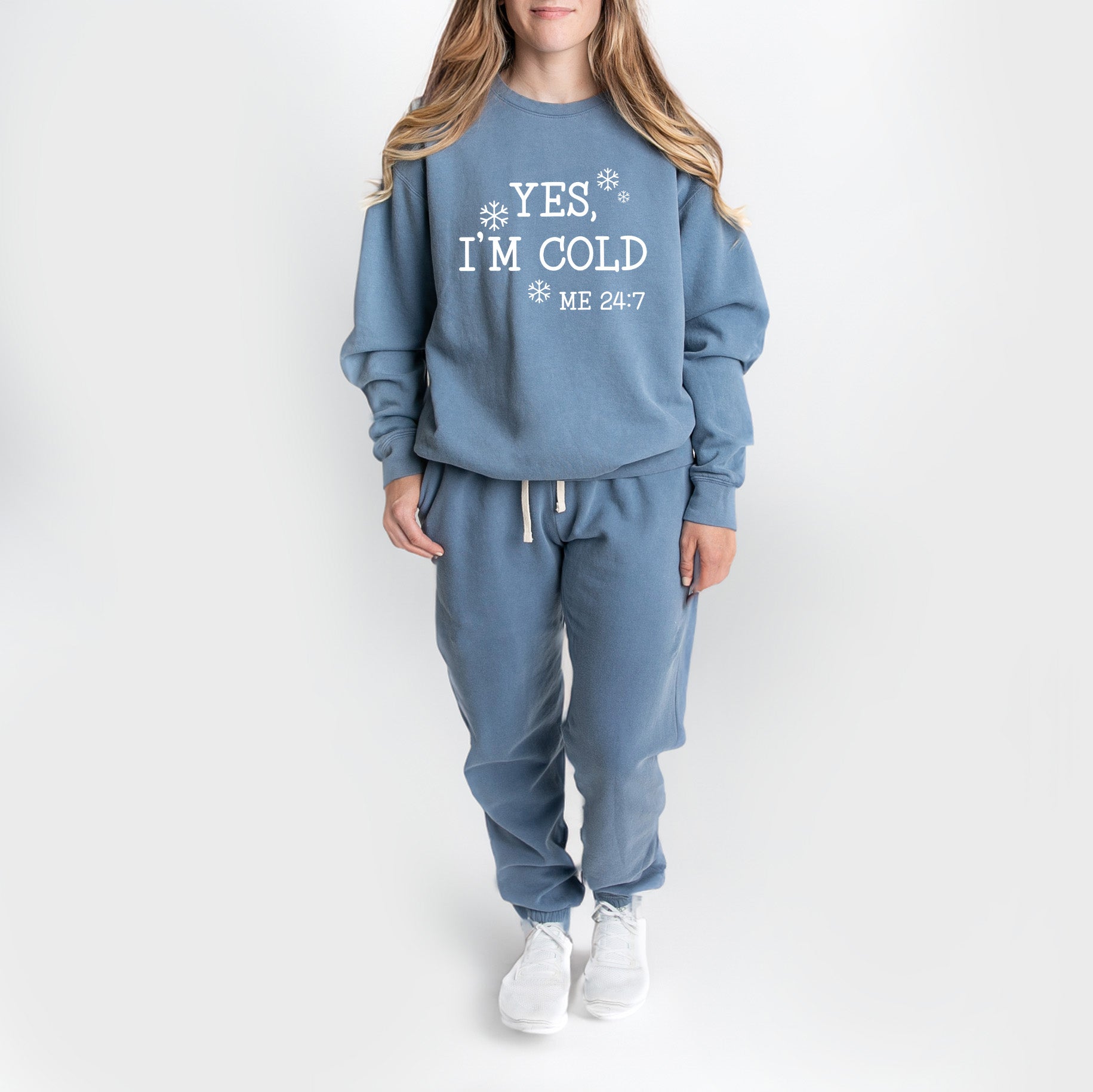 Yes I'm Cold | Lightweight Garment Dyed Sweatshirt Set
