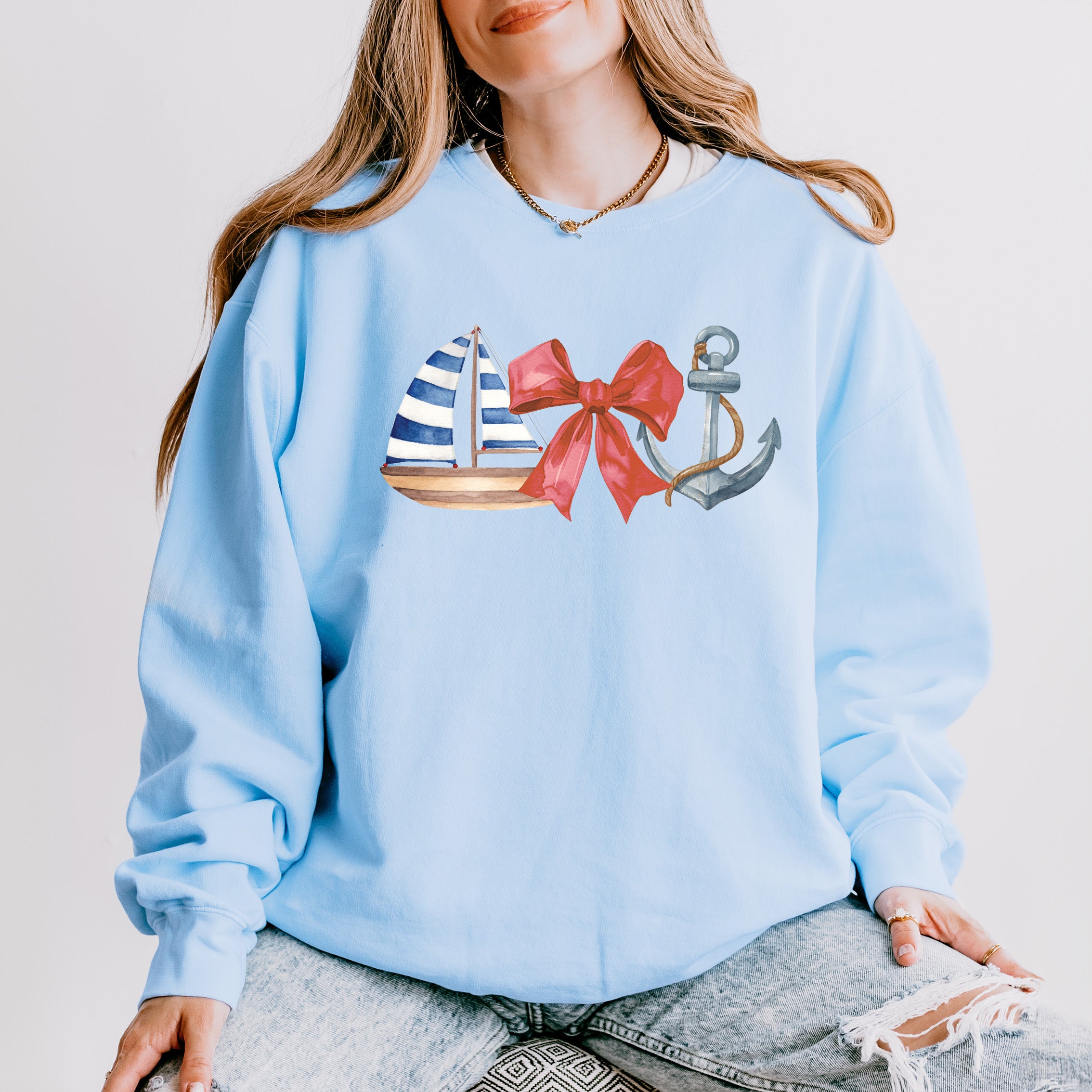 Coquette Ship Anchor | Lightweight Garment Dyed Sweatshirt
