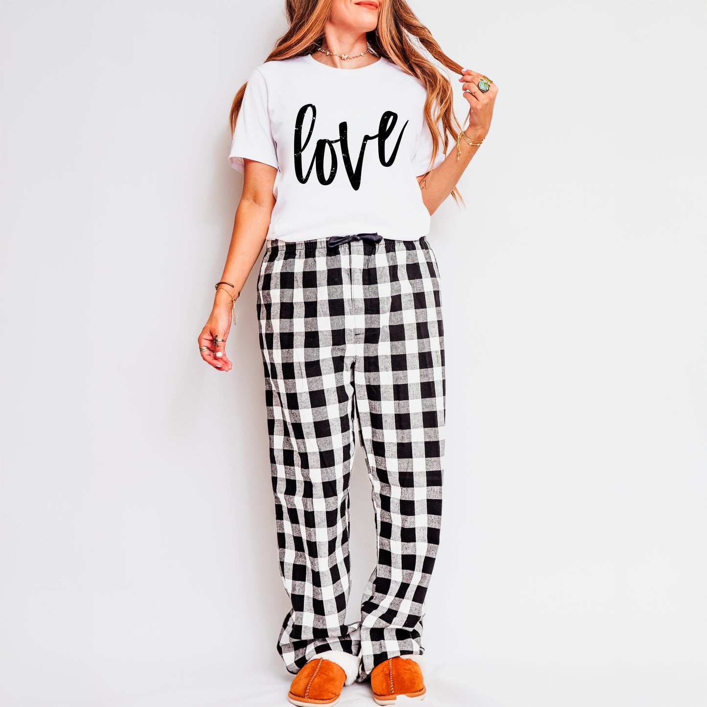 Love Cursive | Plaid Pajama Set