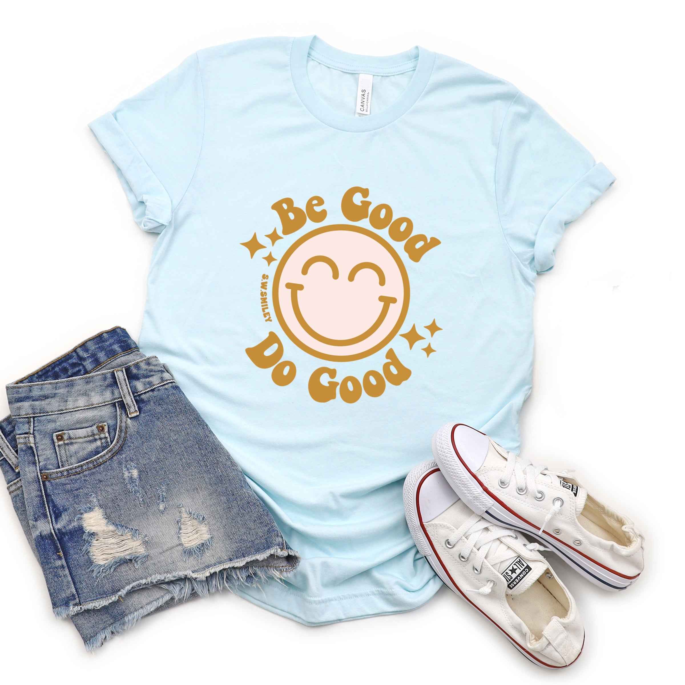 S.W.Smiley Be Good Do Good Smiley Face - Women's Short Sleeve Graphic T-Shirt