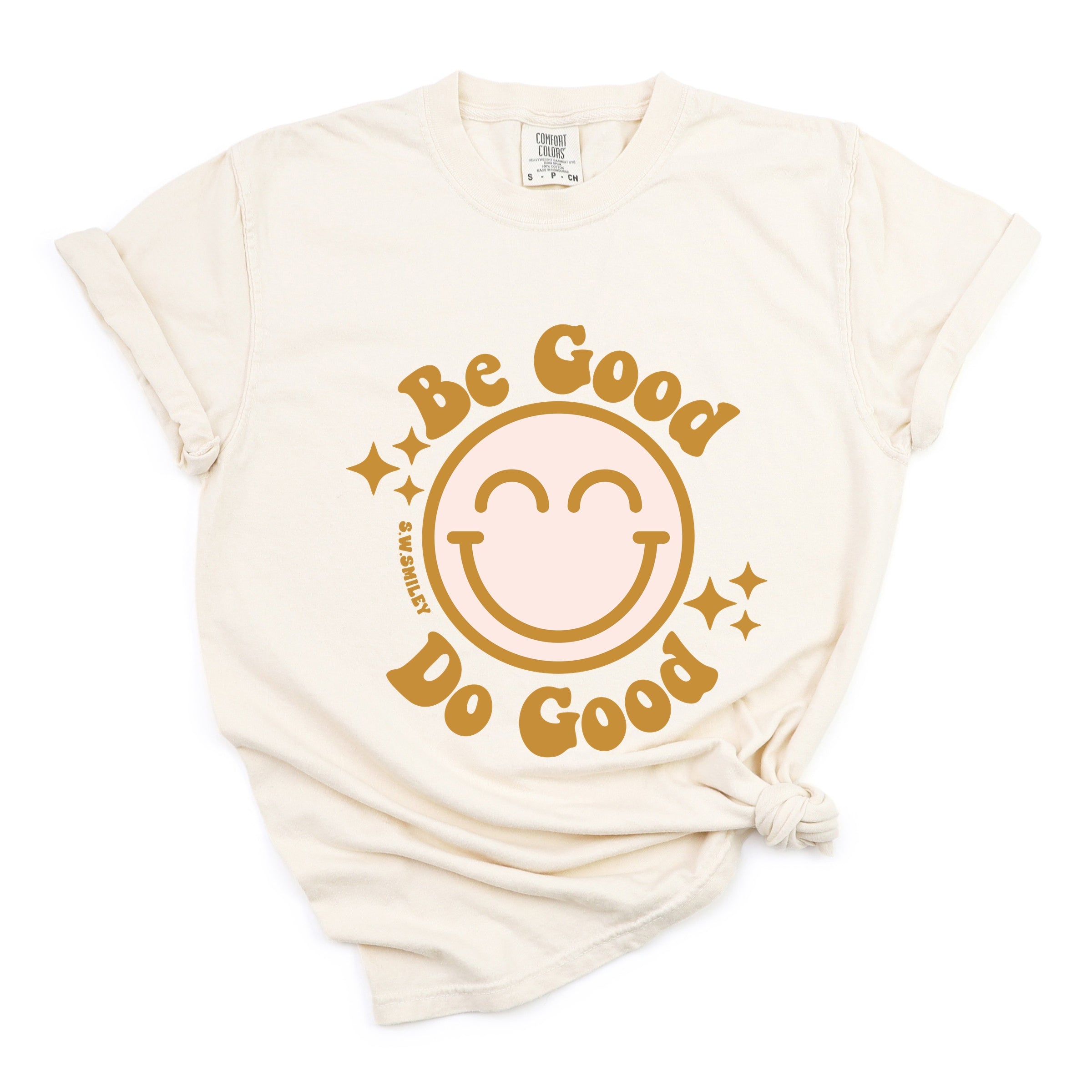 S.W.Smiley Be Good Do Good Smiley Face - Women's Garment Dyed Graphic T-Shirt