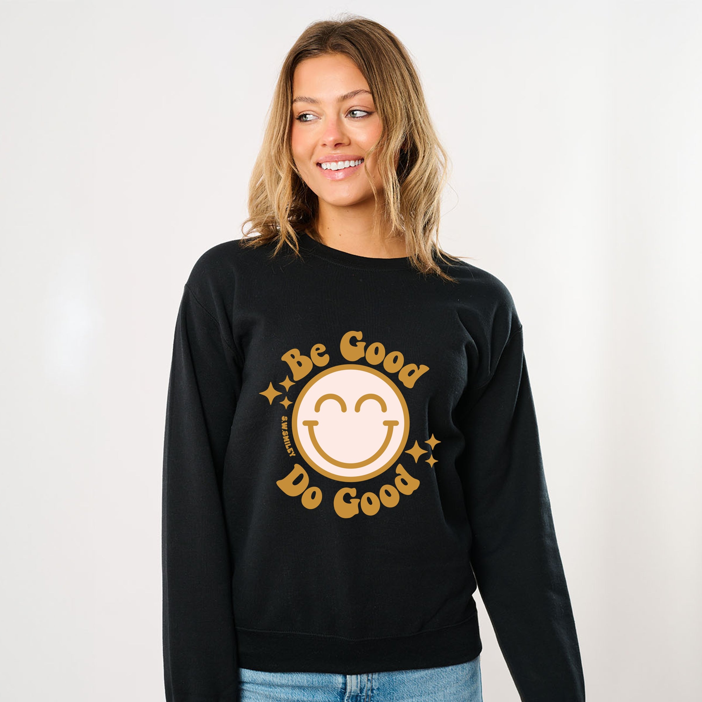 S.W.Smiley Be Good Do Good Smiley Face - Women's Graphic Sweatshirt