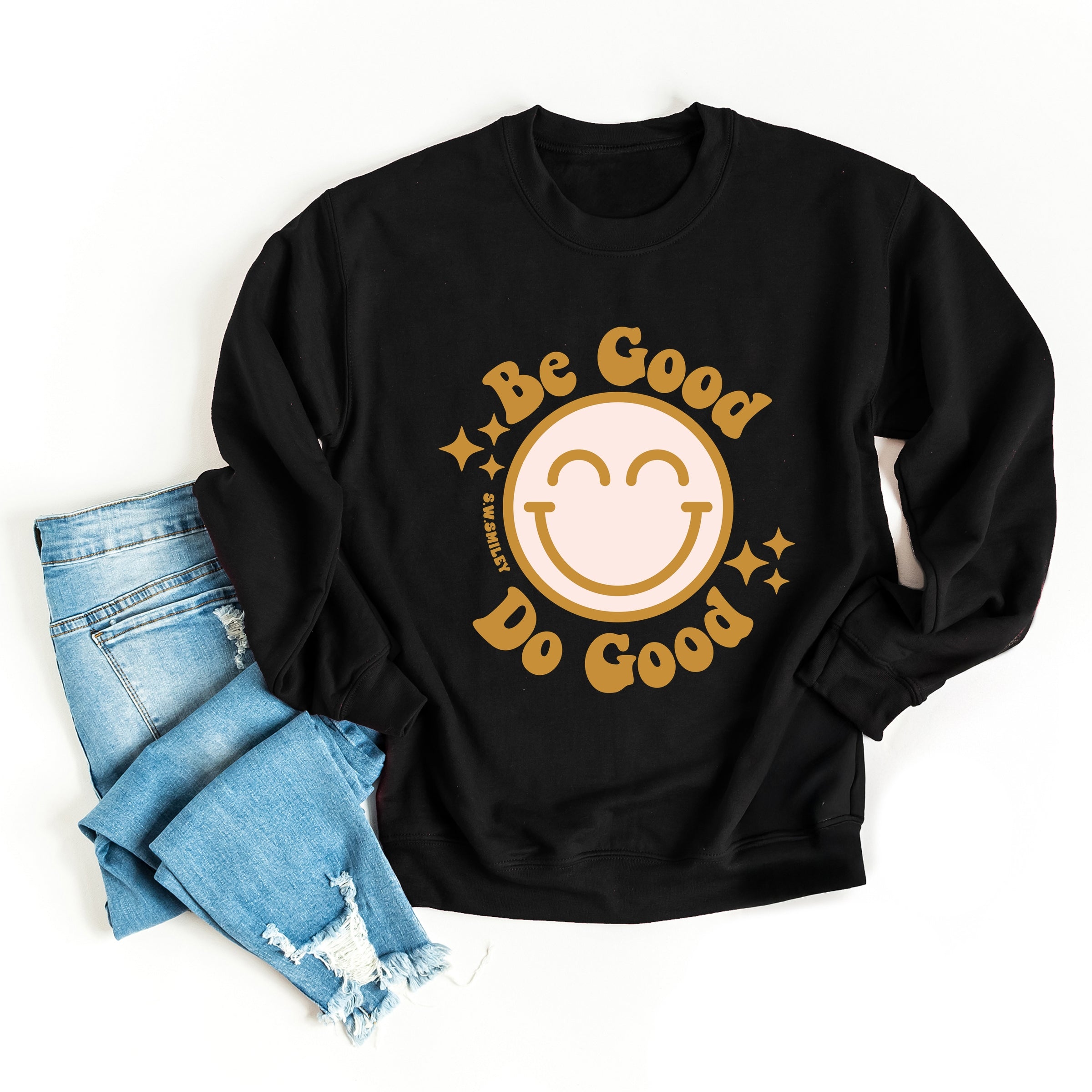 S.W.Smiley Be Good Do Good Smiley Face - Women's Graphic Sweatshirt