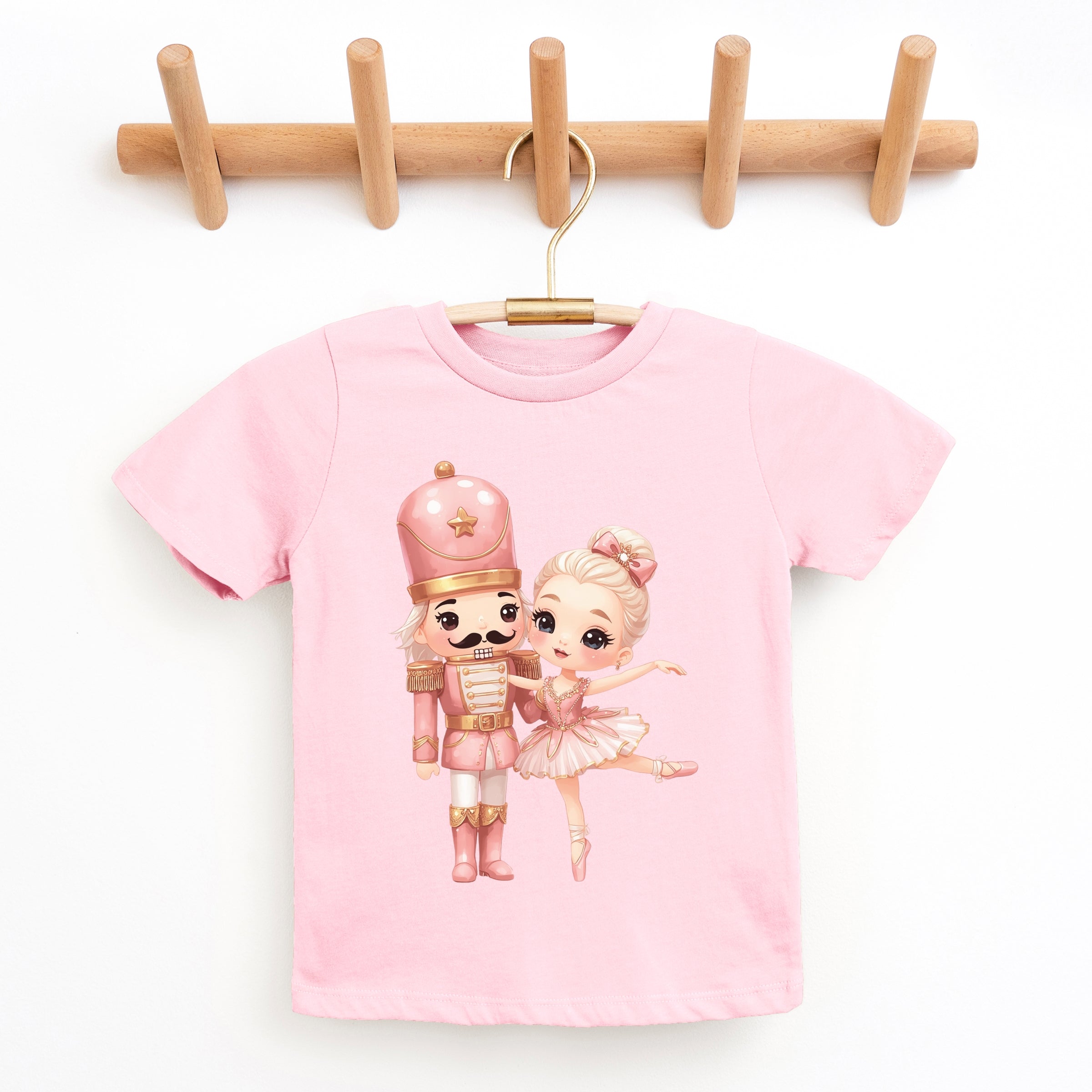 Pink Nutcracker Ballerina - Youth Short Sleeve Graphic T-Shirt and Toddler Short Sleeve Graphic T-Shirt