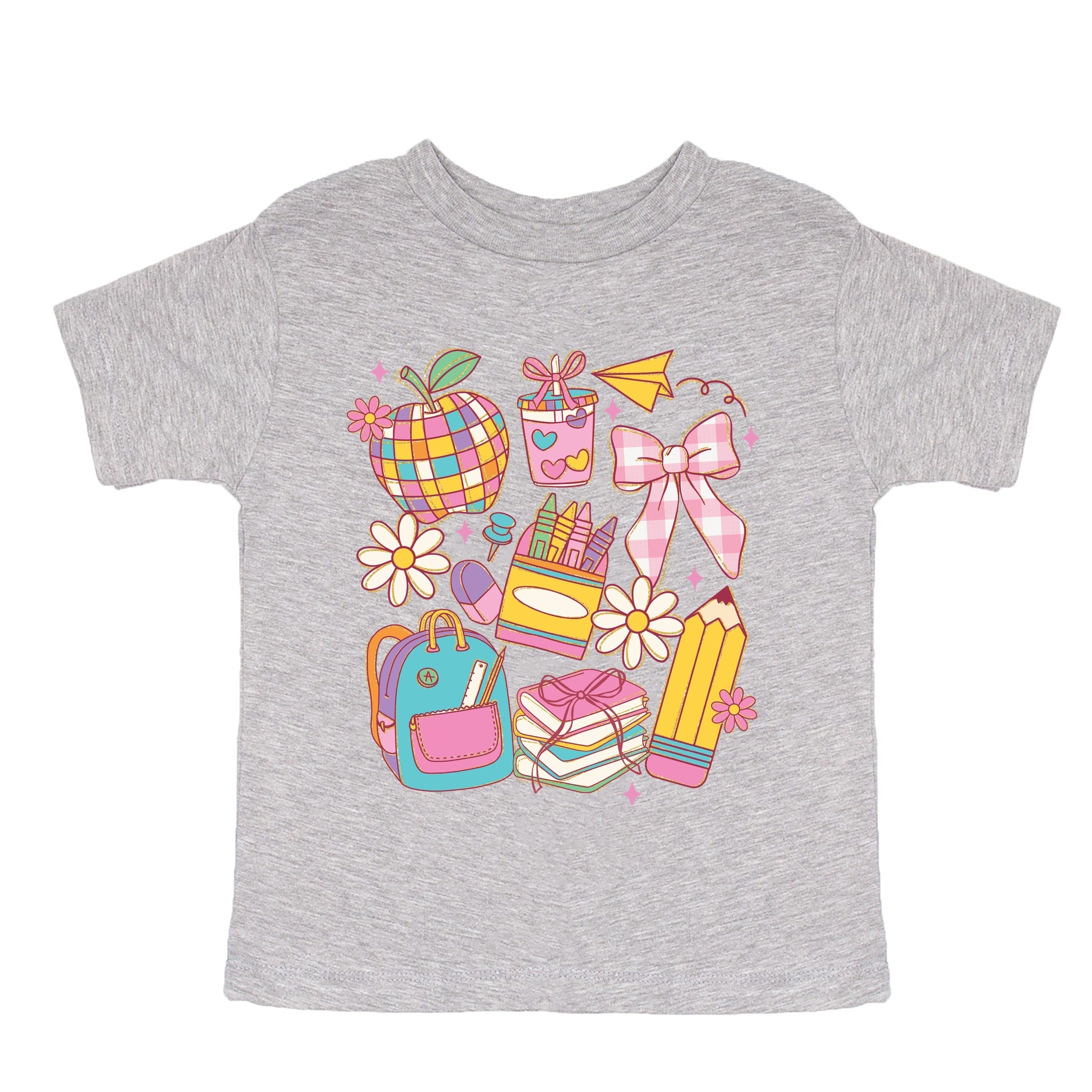 School Supplies Coquette - Kids Youth Short Sleeve Tee and Toddler Short Sleeve Tee
