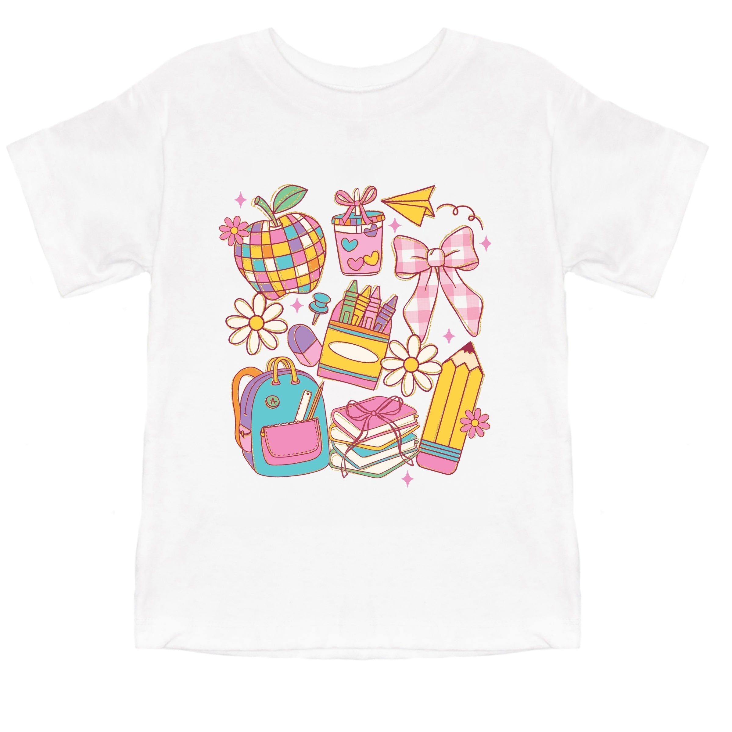School Supplies Coquette - Kids Youth Short Sleeve Tee and Toddler Short Sleeve Tee