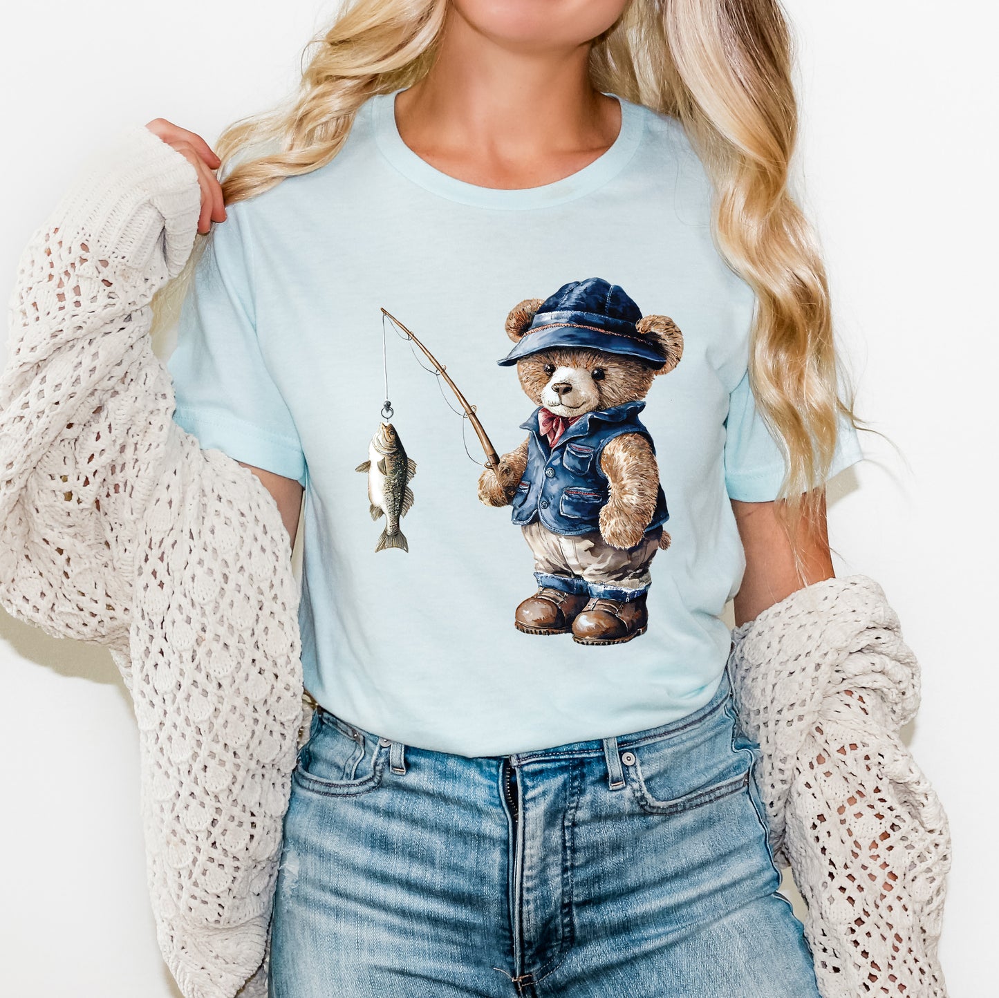 Teddy Bear Fisherman | Short Sleeve Graphic Tee