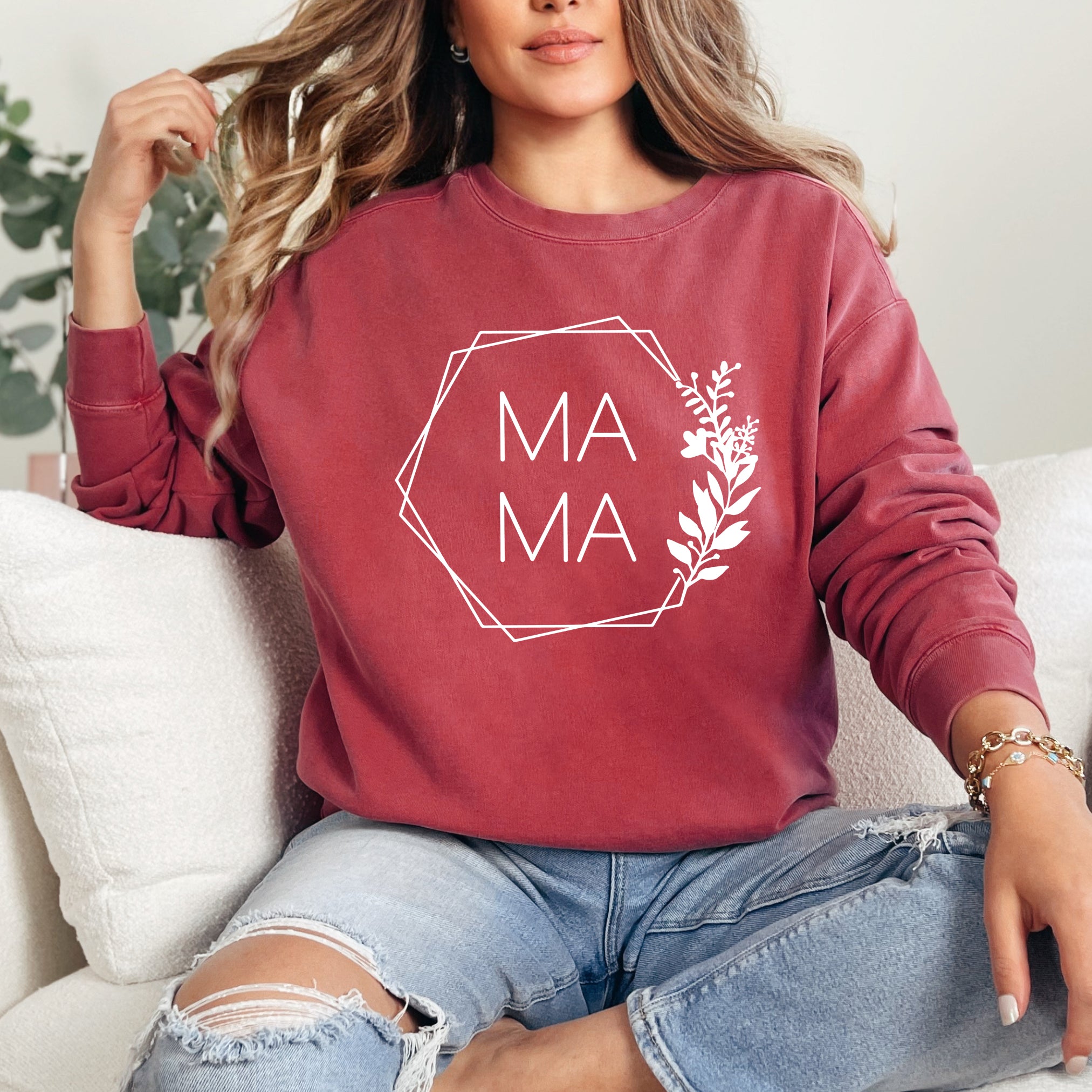 Mama Floral Hexagon | Garment Dyed Sweatshirt