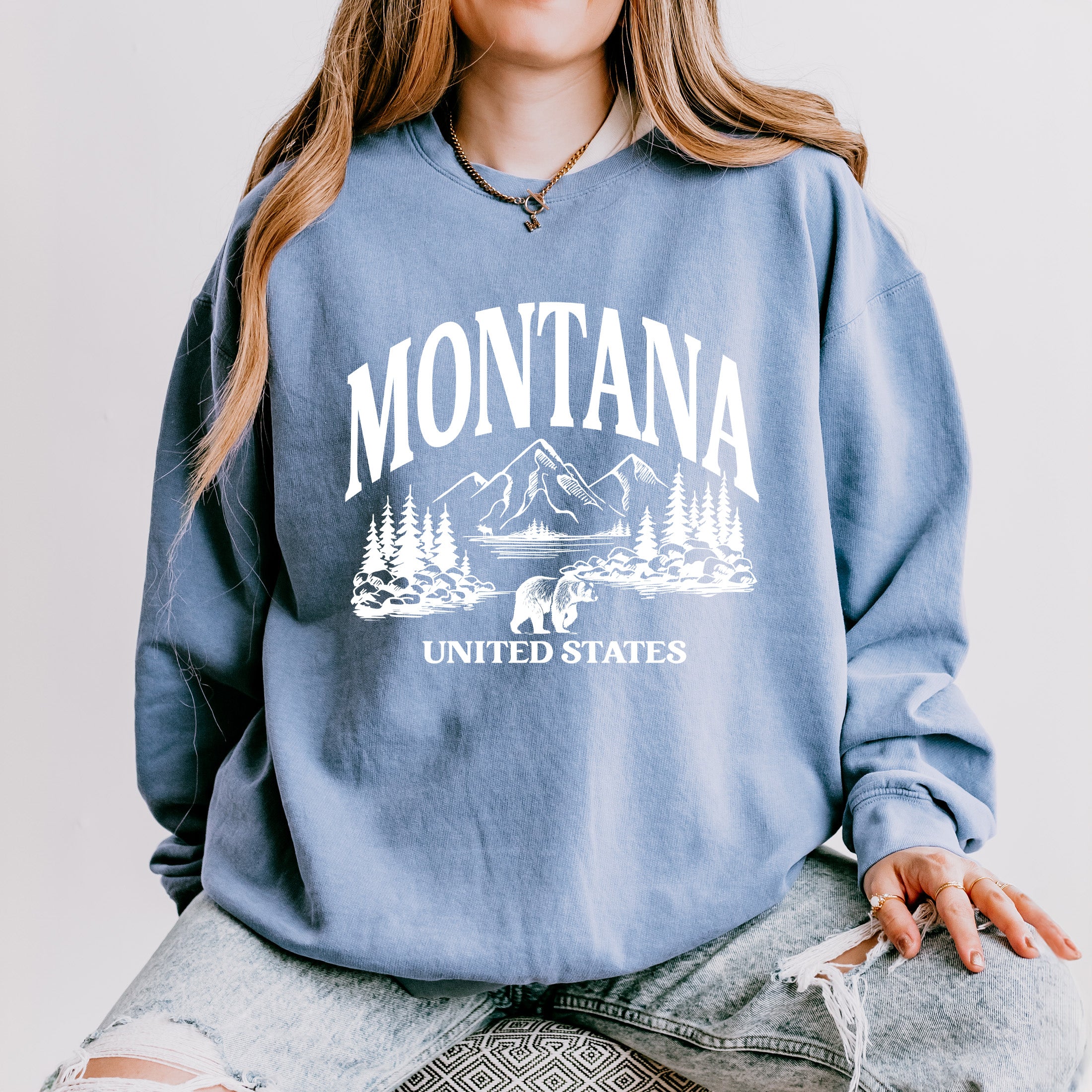 Montana Forest Scene | Lightweight Garment Dyed Sweatshirt