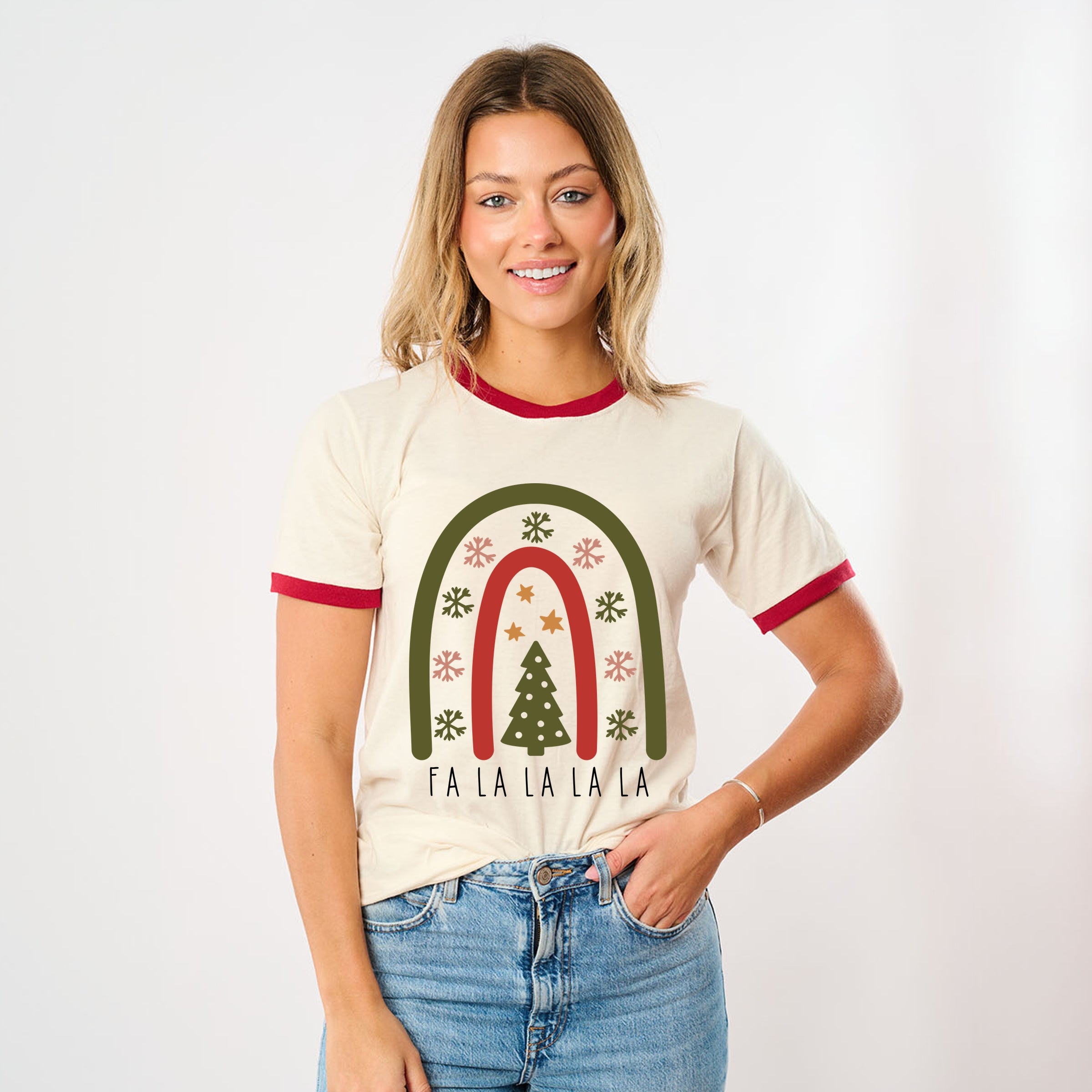 Boho Fa La La Rainbow - Women's Ringer Graphic T-Shirt