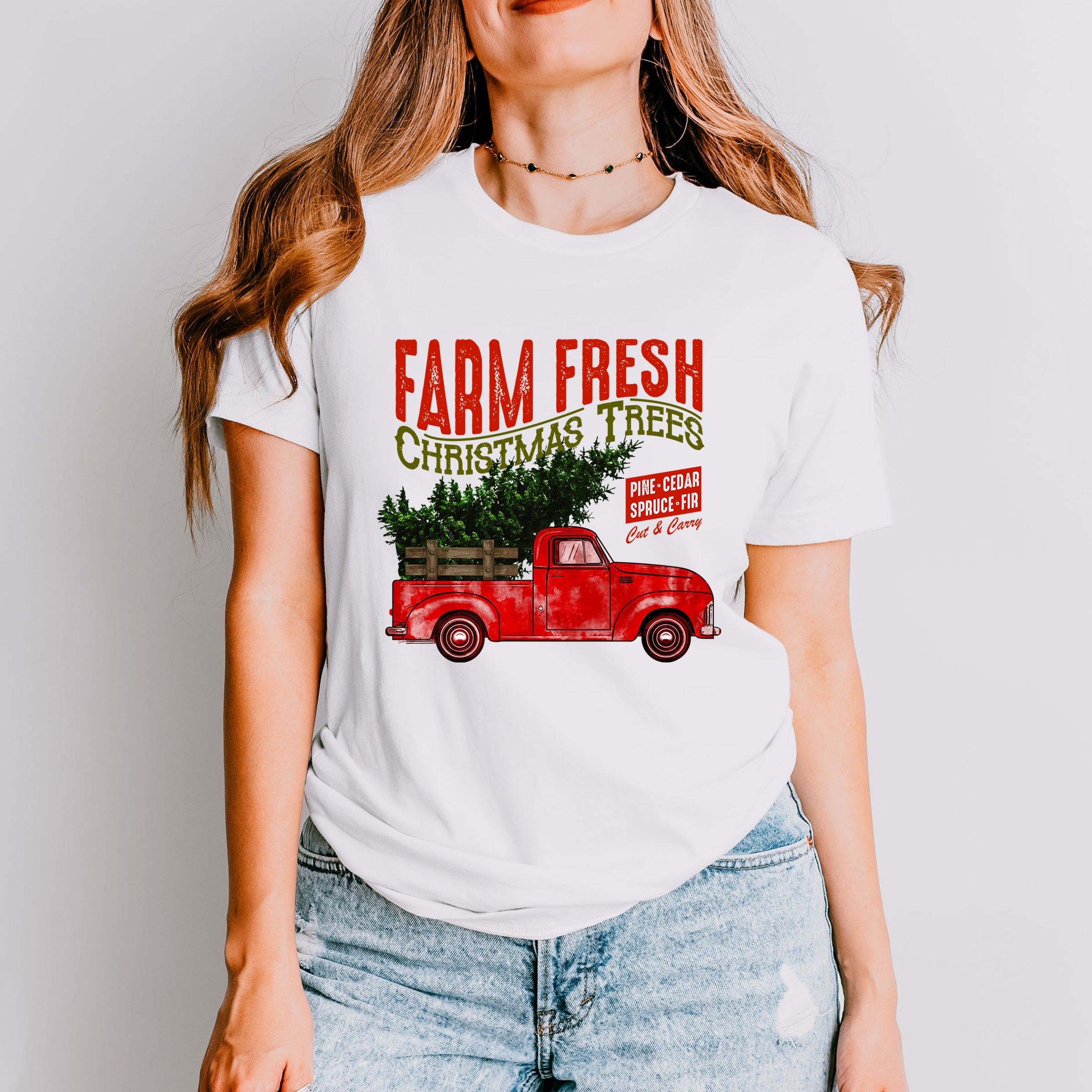 Farm Fresh Christmas Trees Truck - Womens Short Sleeve Tee