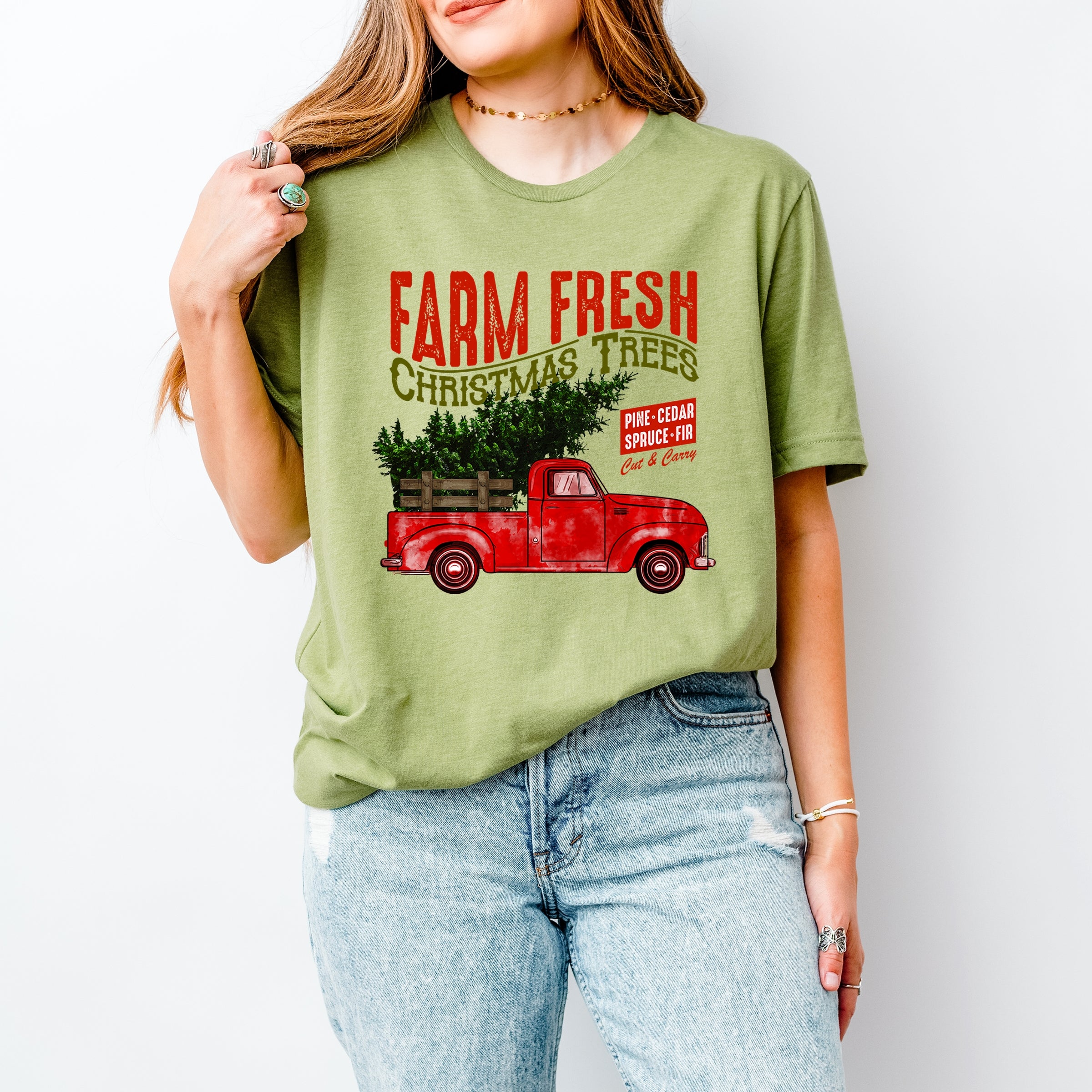 Farm Fresh Christmas Trees Truck - Womens Short Sleeve Tee