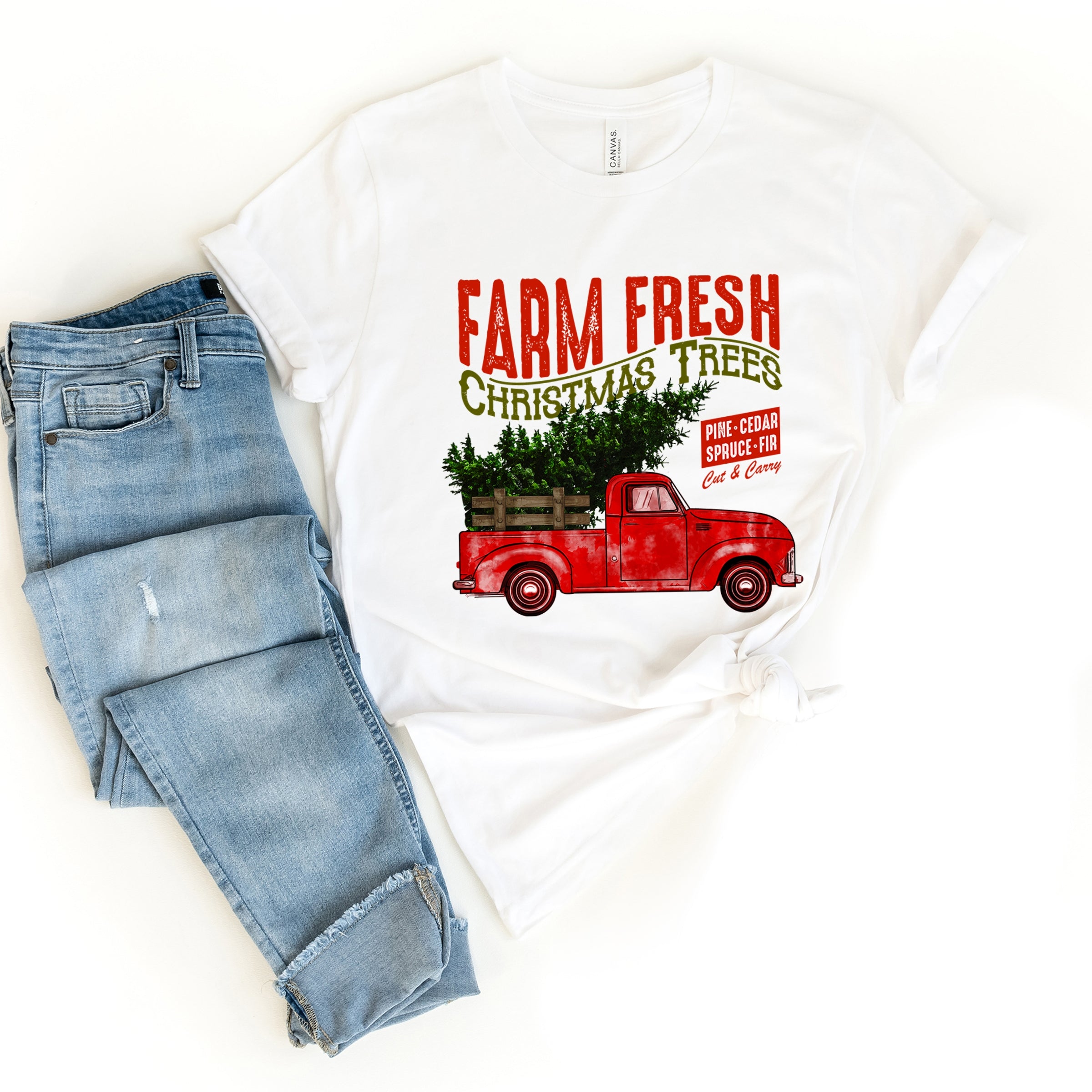 Farm Fresh Christmas Trees Truck - Womens Short Sleeve Tee