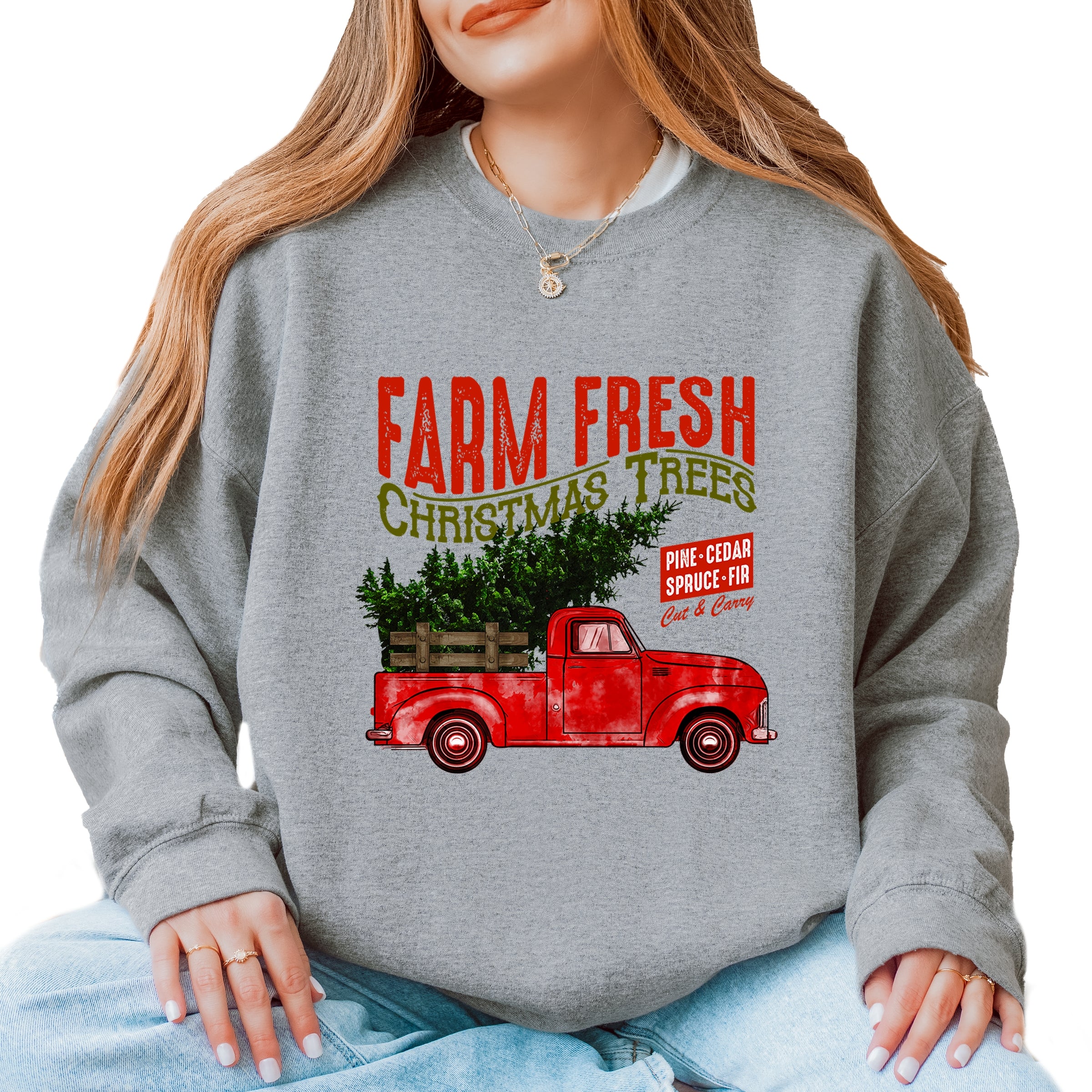 Farm Fresh Christmas Trees Truck - Womens Sweatshirt