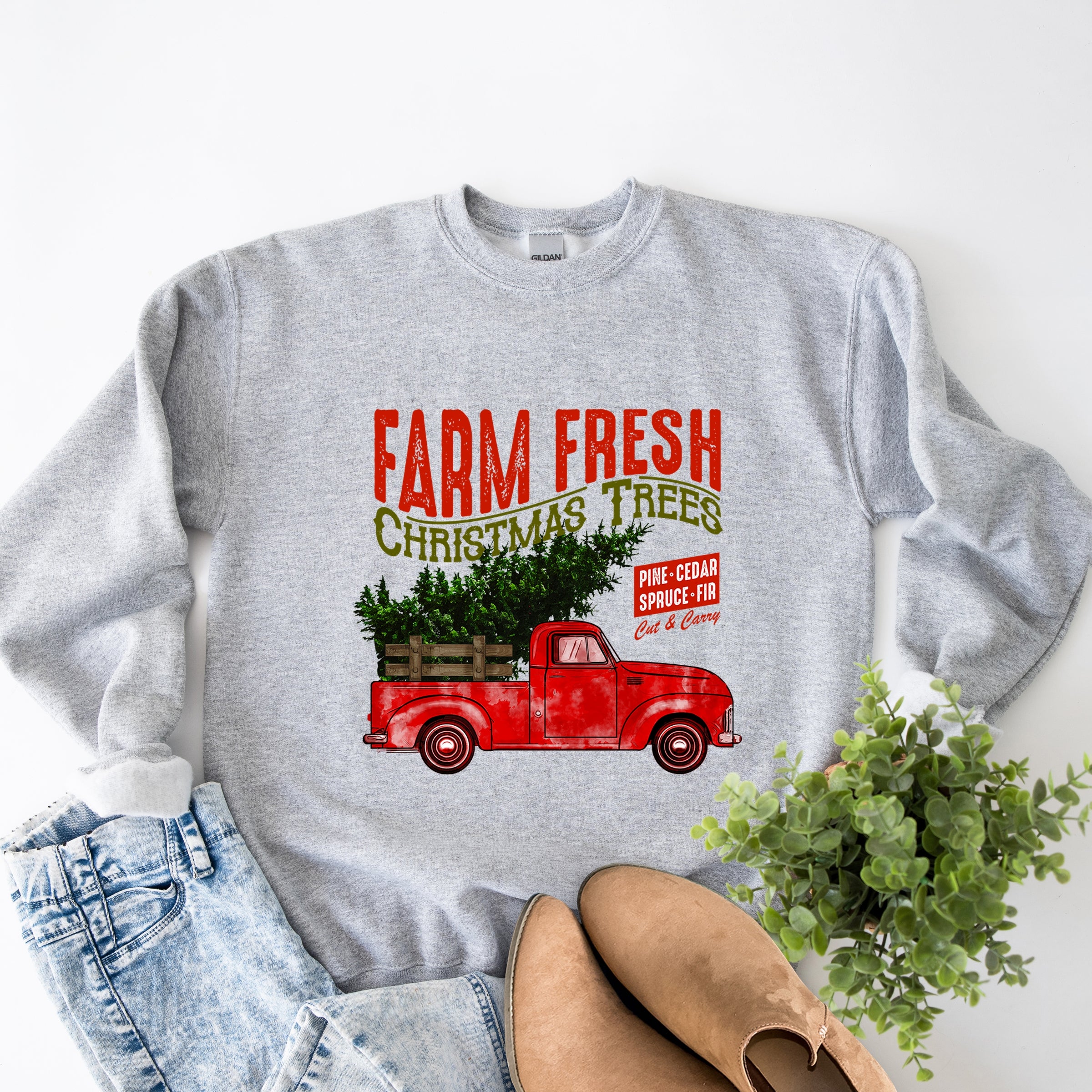 Farm Fresh Christmas Trees Truck - Womens Sweatshirt