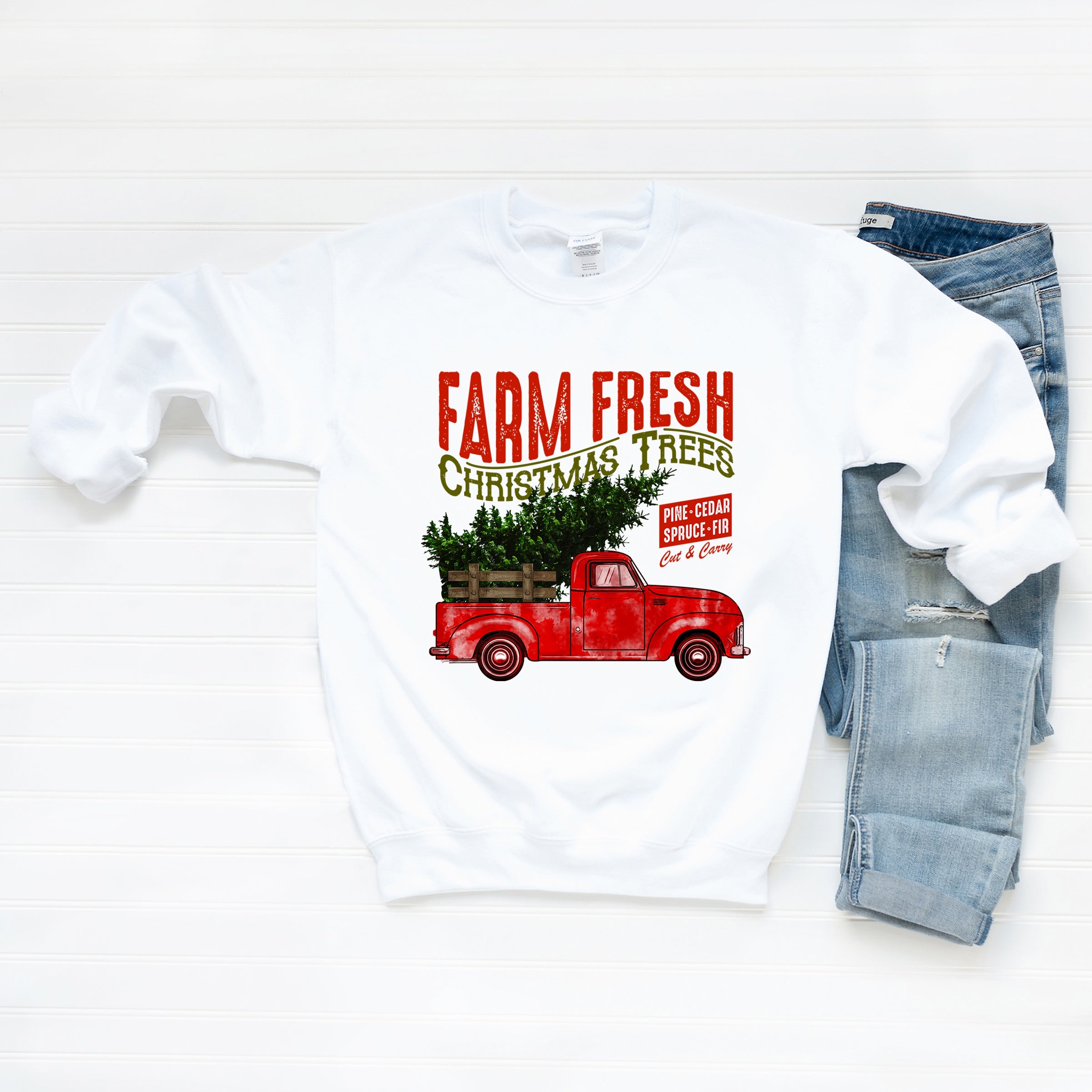 Farm Fresh Christmas Trees Truck - Womens Sweatshirt