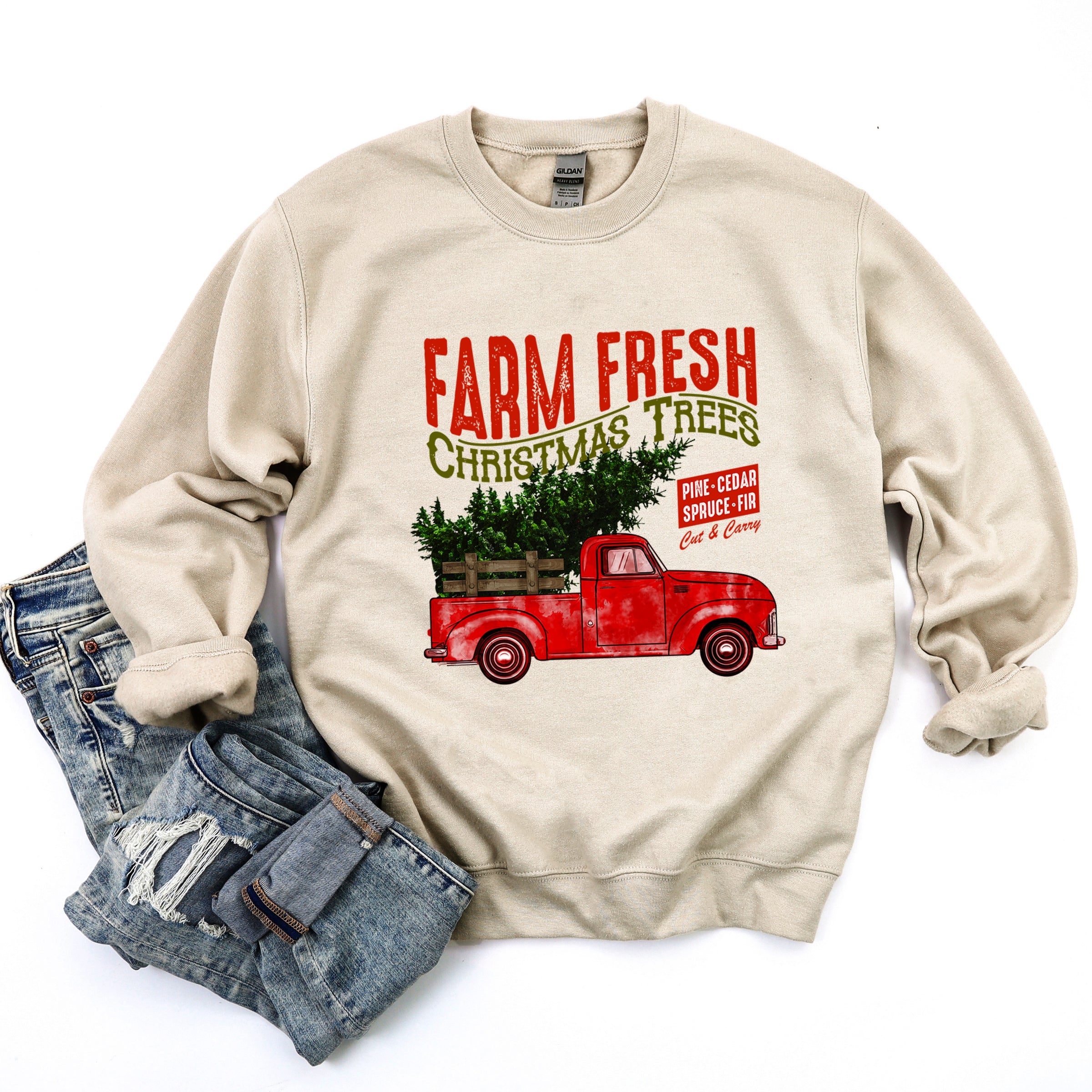 Farm Fresh Christmas Trees Truck - Womens Sweatshirt