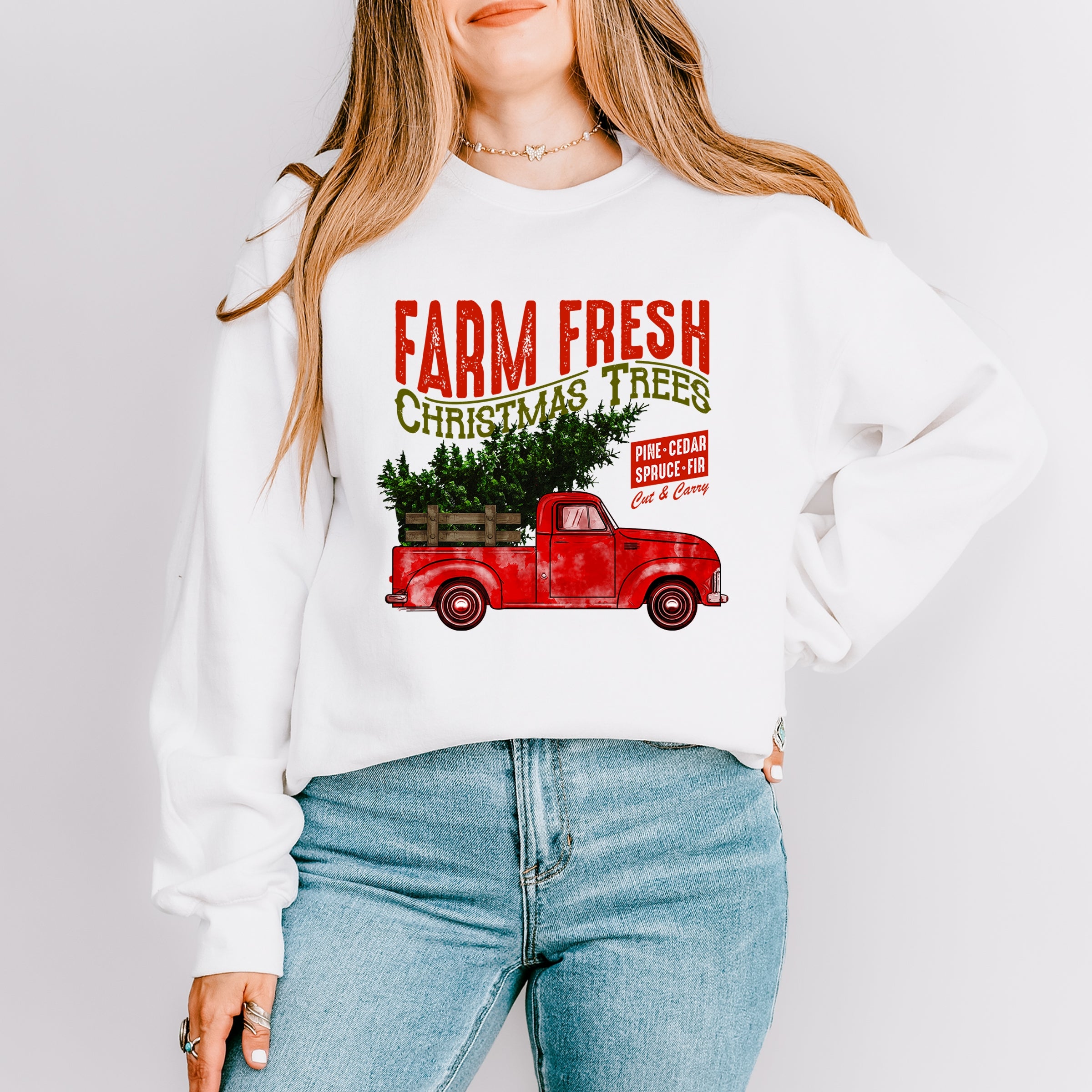 Farm Fresh Christmas Trees Truck - Womens Sweatshirt